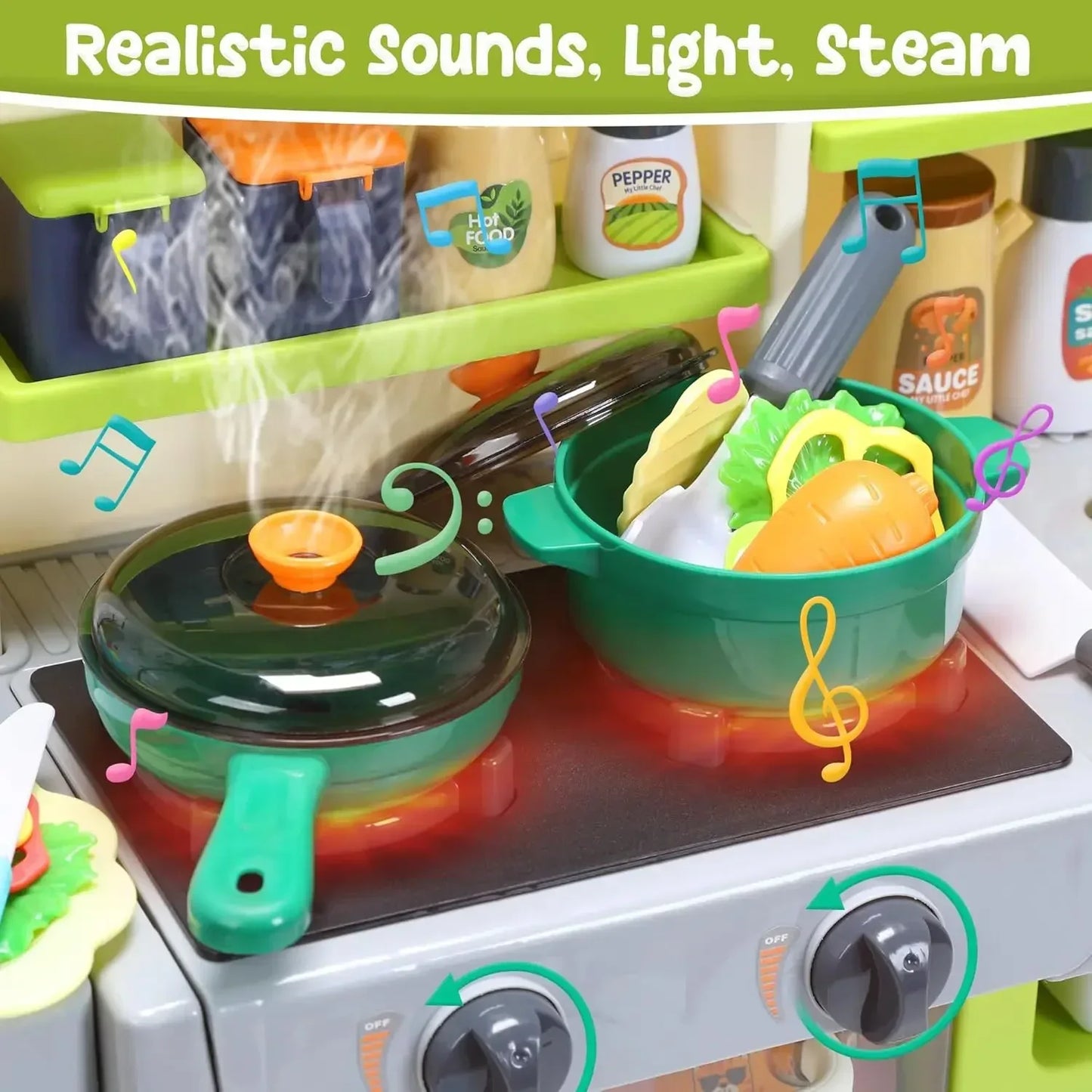 Kids Kitchen Playset With Sounds And Lights For Toddlers