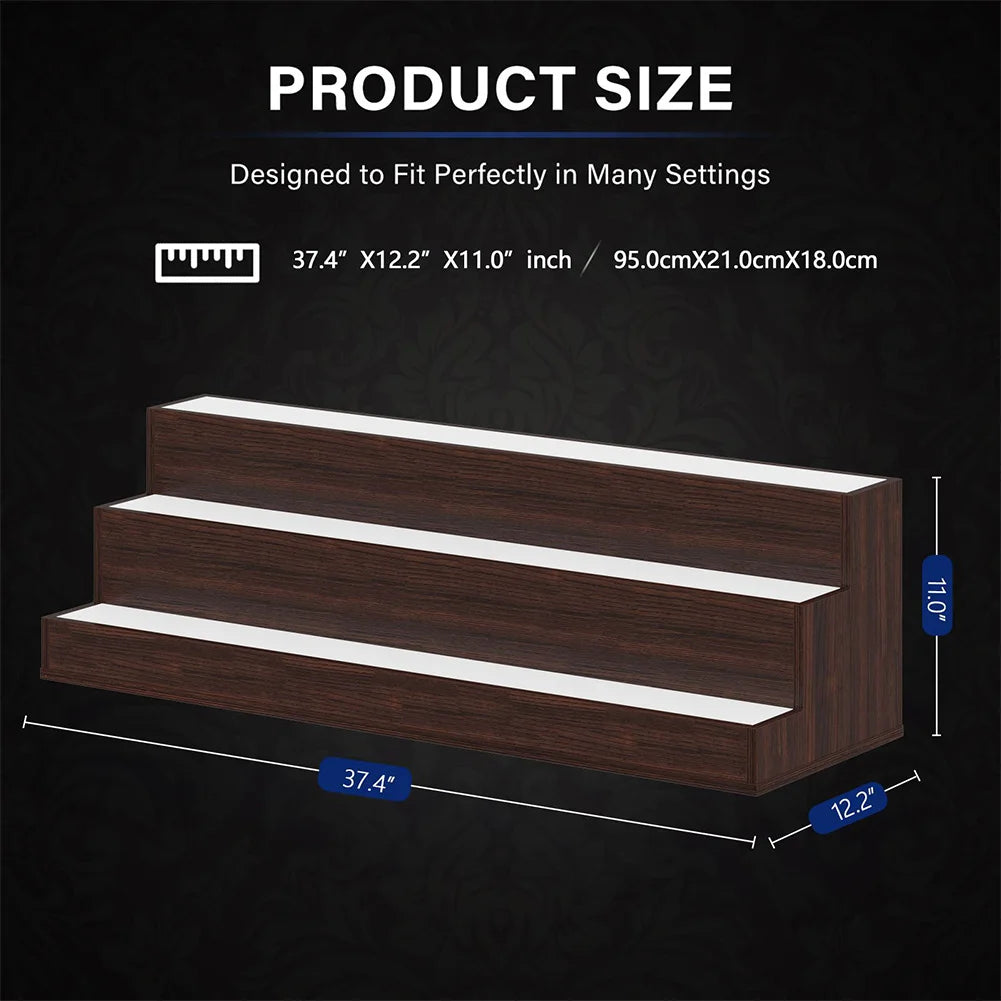 LED Lighted Liquor Shelves Wooden Bottle Display Shelf with App Remote Control for Home Bar Pub Restaurant Party Supplies 20 Inch