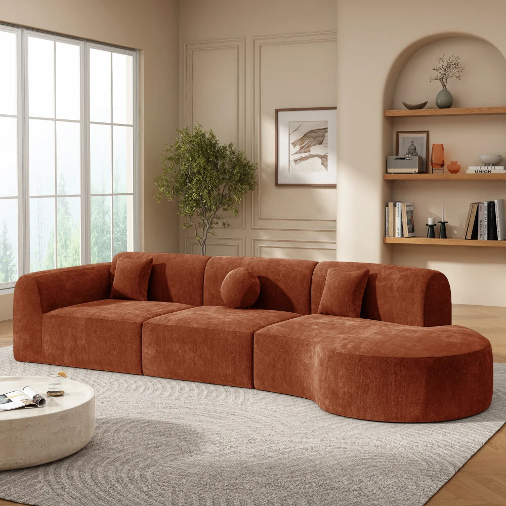 Elegant Green 140 Inch Curved Sectional Sofa 6 Seater