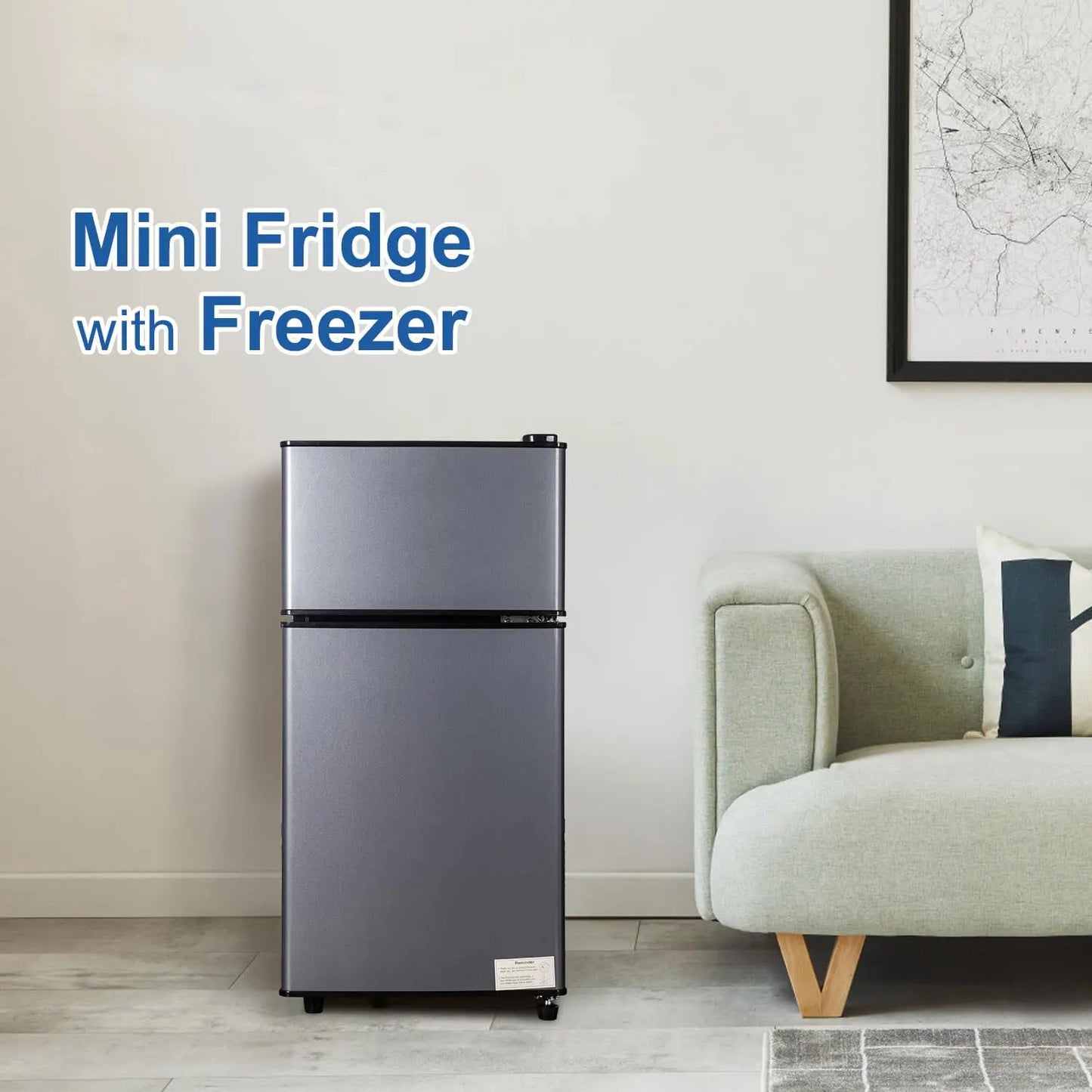 Mini Fridge With Freezer 2.9 Cu Ft Dual Door Refrigerator
