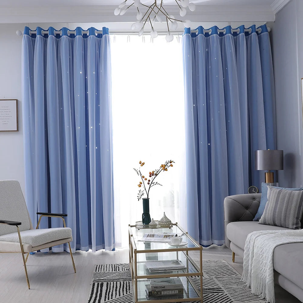 Hollow Star Curtain With Cutout Drape Room Darkening 40x84