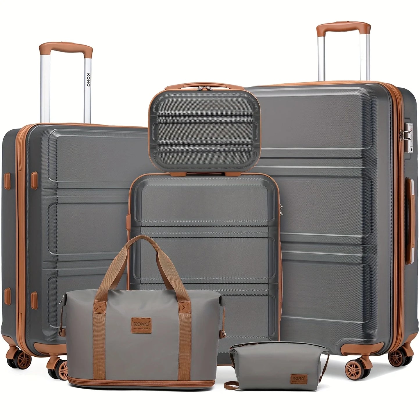 Kono 6 Piece Luggage Set ABS 20 24 28 Inches TSA Lock