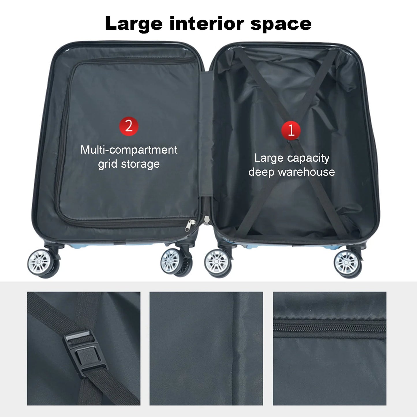 4 Piece Hard Shell Suitcase Set With Spinner And TSA Lock