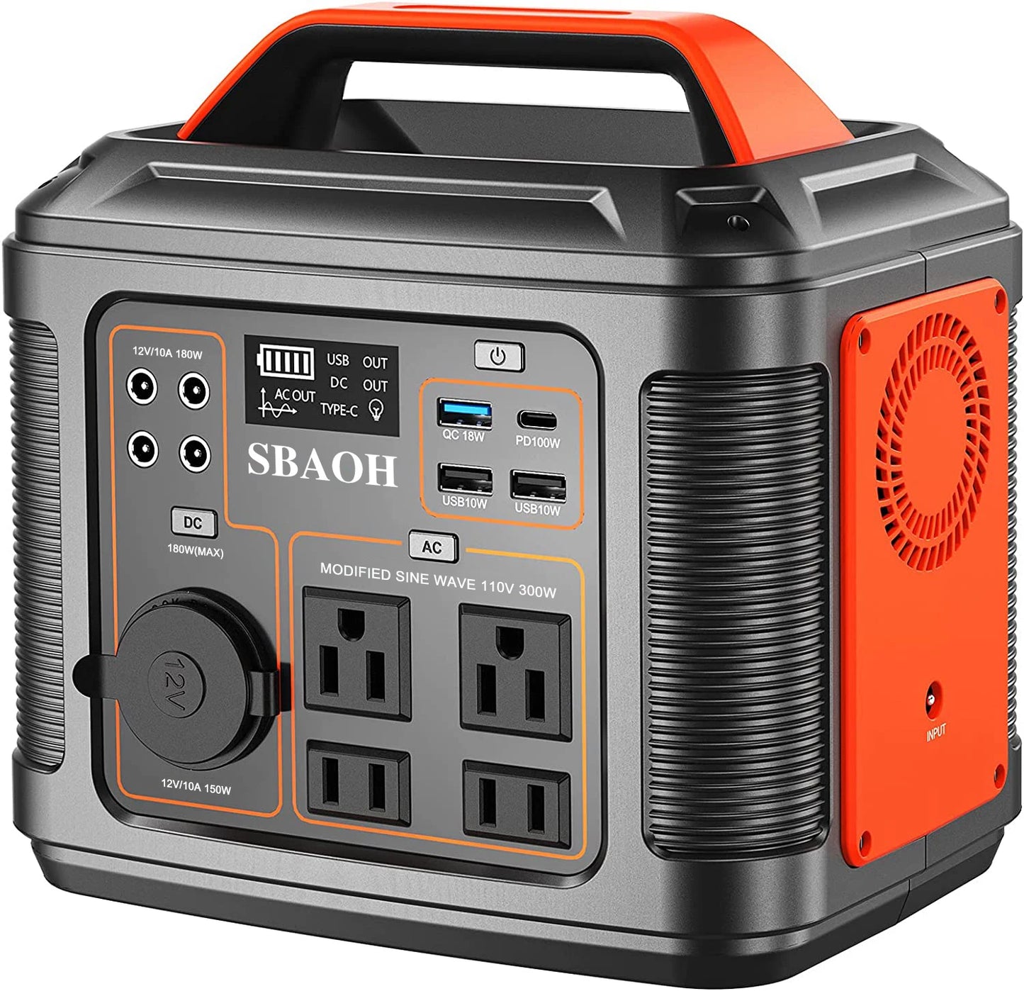 Portable Power Station 300W 296Wh Solar Generator With LED