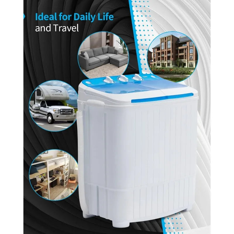 XMSJH Portable Twin Tub Washing Machine 16.5 Lbs Capacity