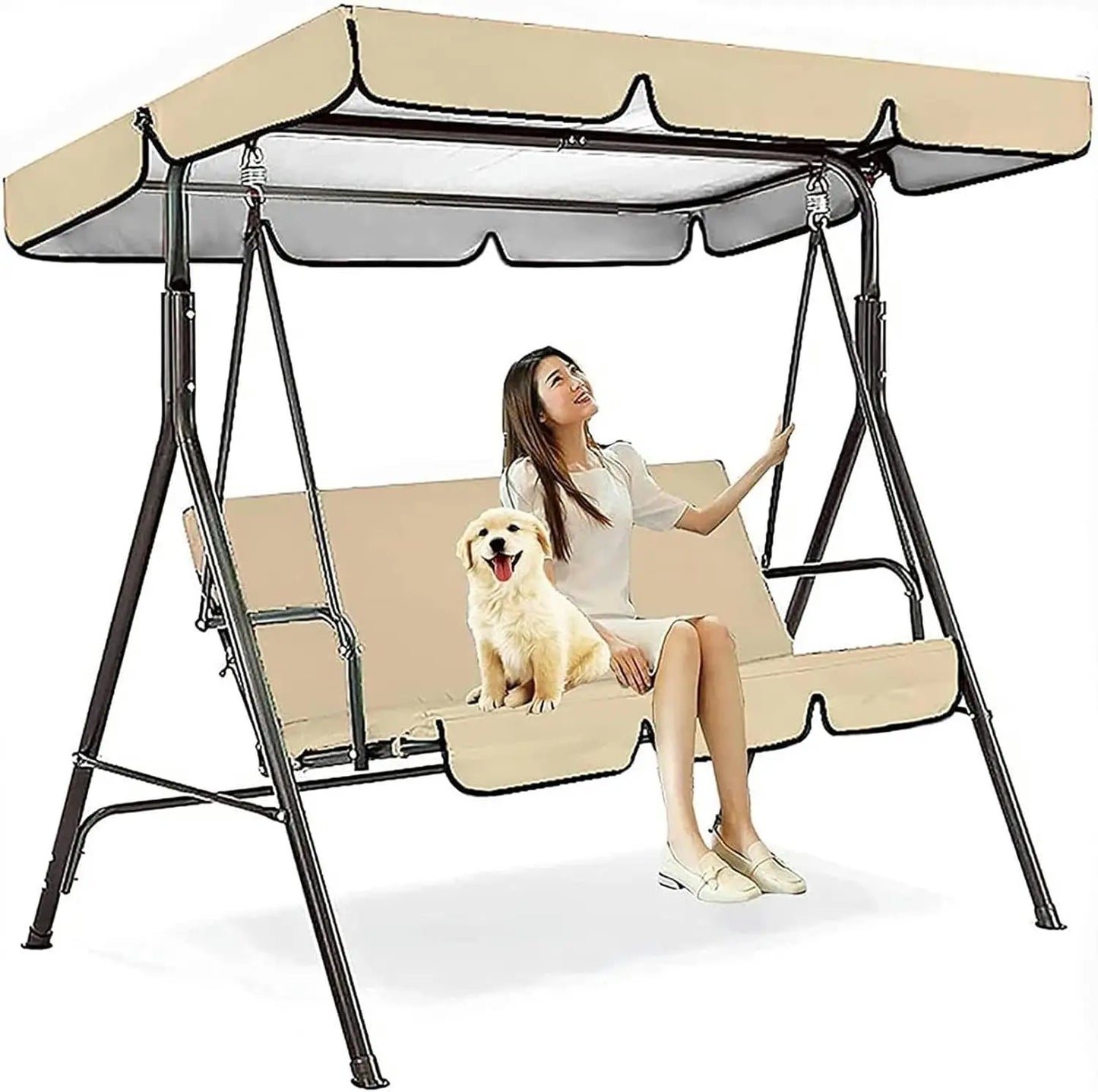 Outdoor Swing Canopy Replacement Cover Set with Cushion Covers for Patio Swing Weather Resistant UV Protection Easy Installation