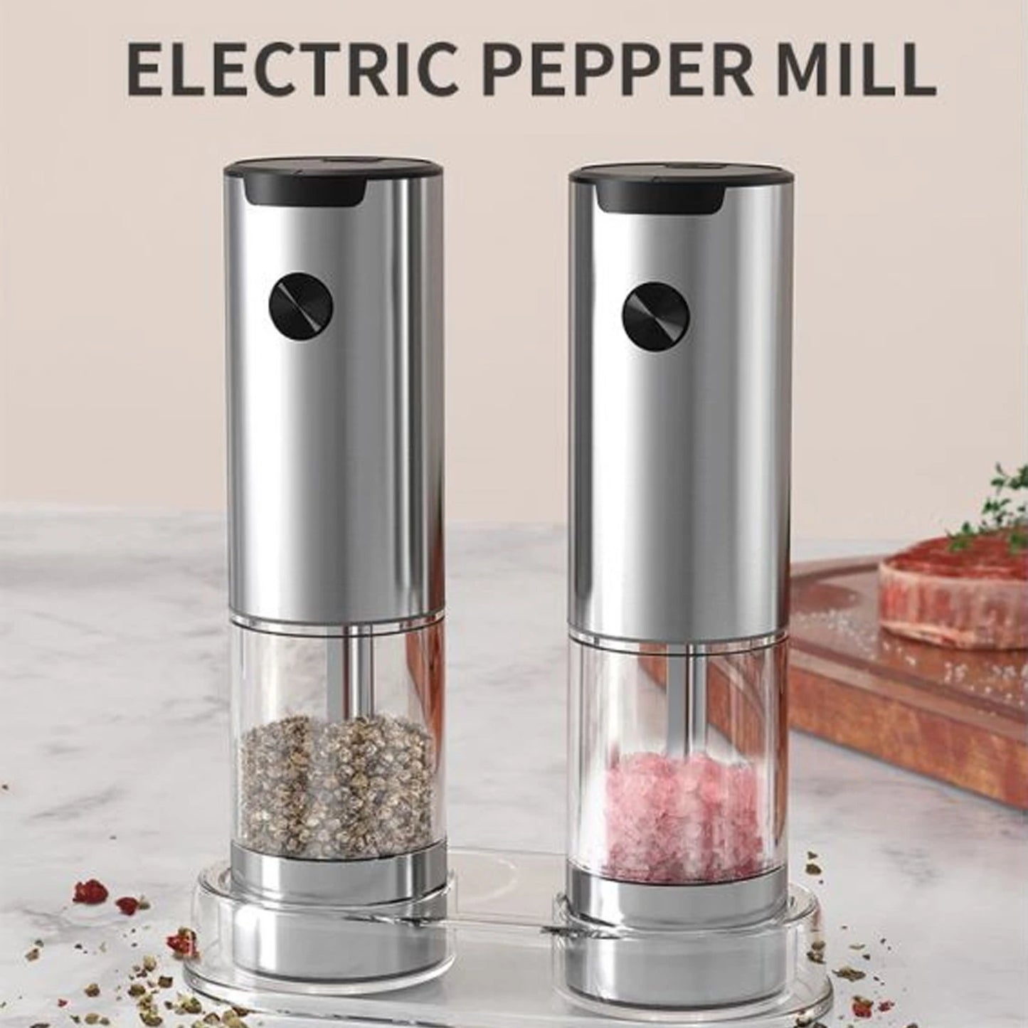 Electric Salt and Pepper Grinder Set 2 Pack Rechargeable