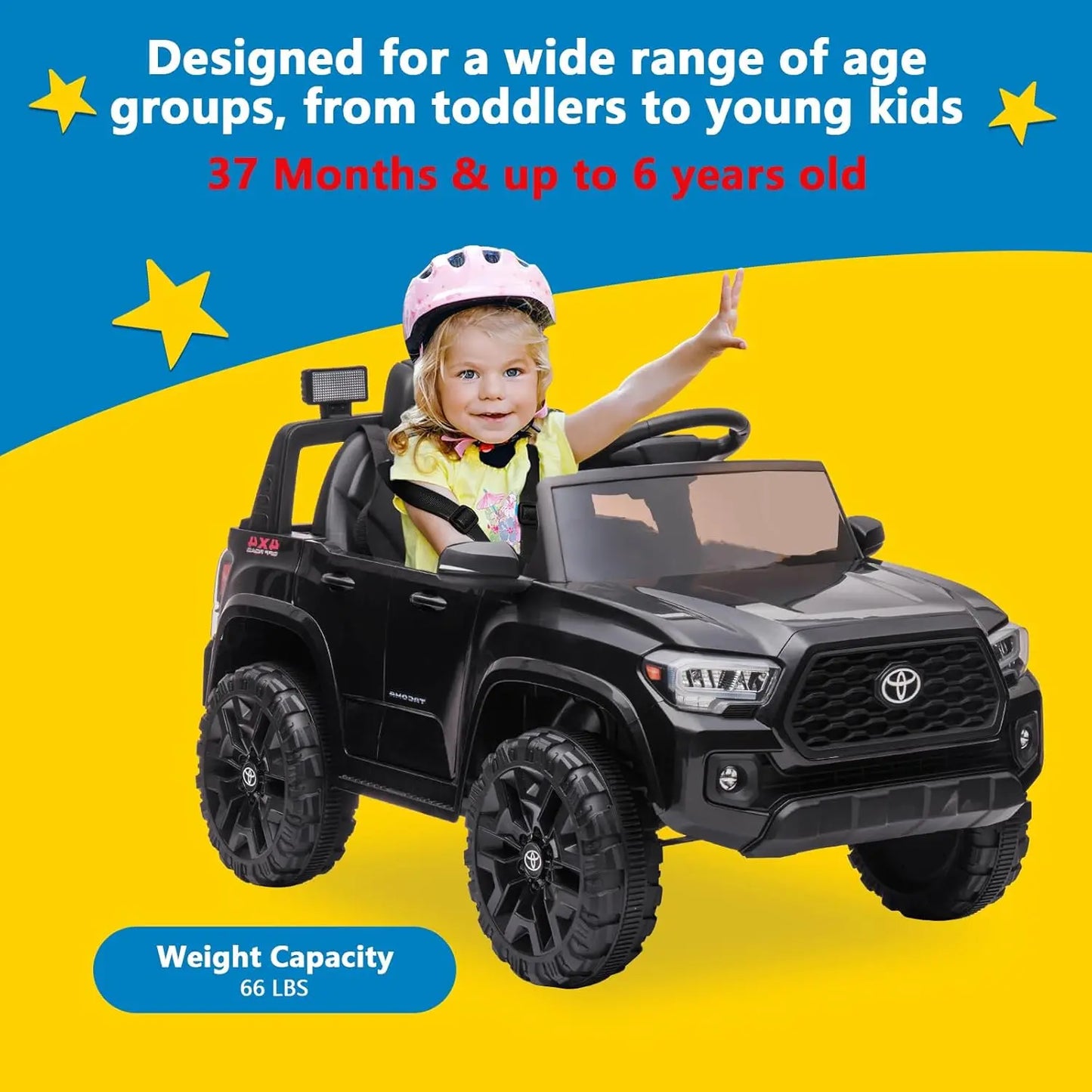 12V Kids Ride On Truck With Remote 3 Speeds LED Lights