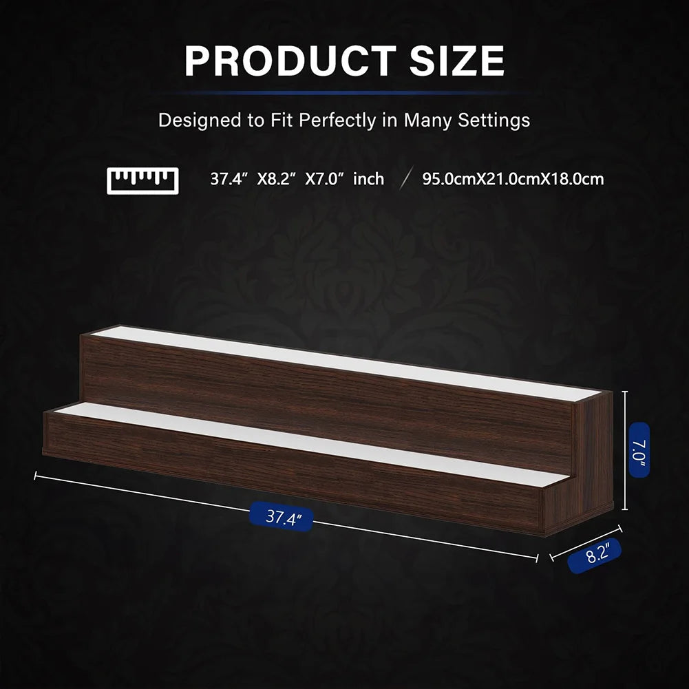 LED Lighted Liquor Shelves Wooden Bottle Display Shelf with App Remote Control for Home Bar Pub Restaurant Party Supplies 20 Inch