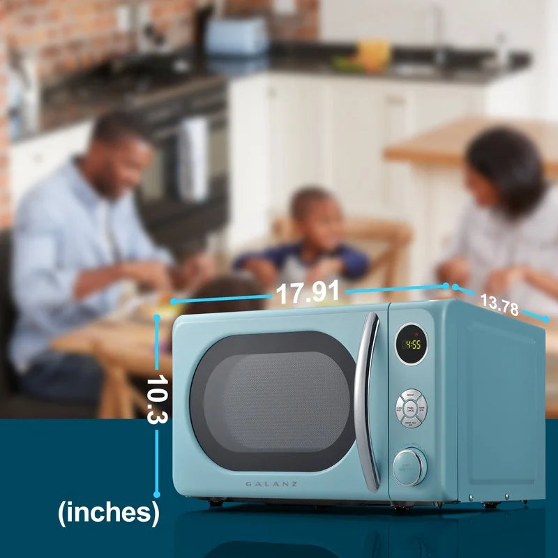 Retro Microwave Oven Countertop 700W Defrost 6 Power Levels