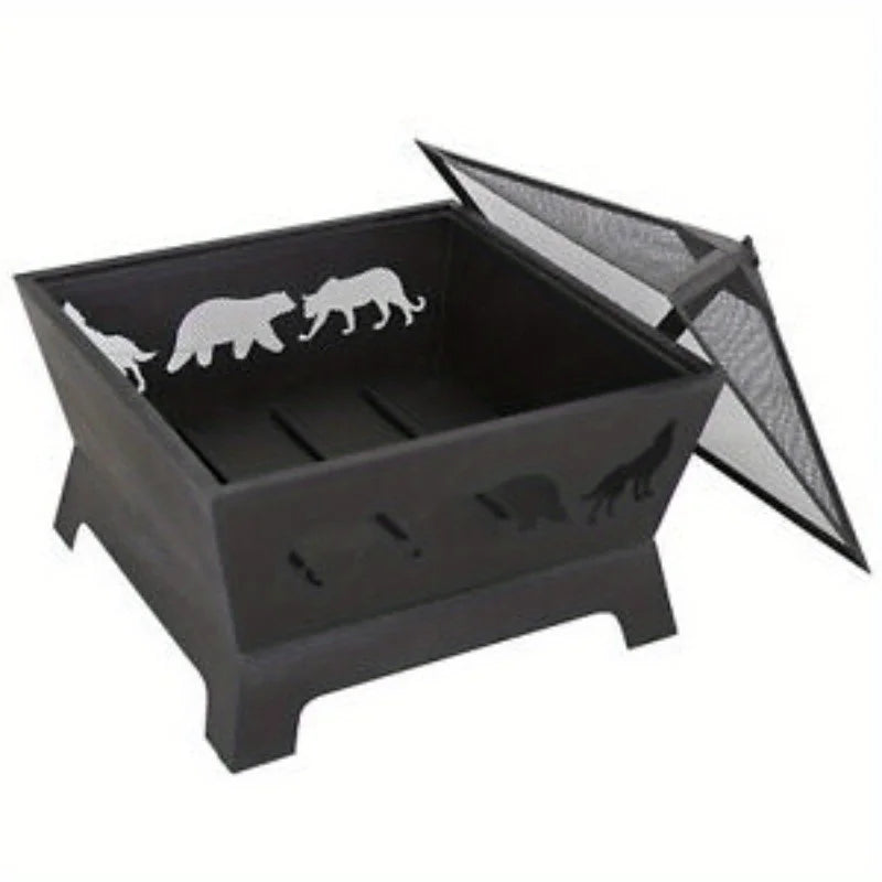 Barrone Outdoor Fire Pit Patio Garden Backyard Stove Brazier Fireplace Black Iron 27.45lb
