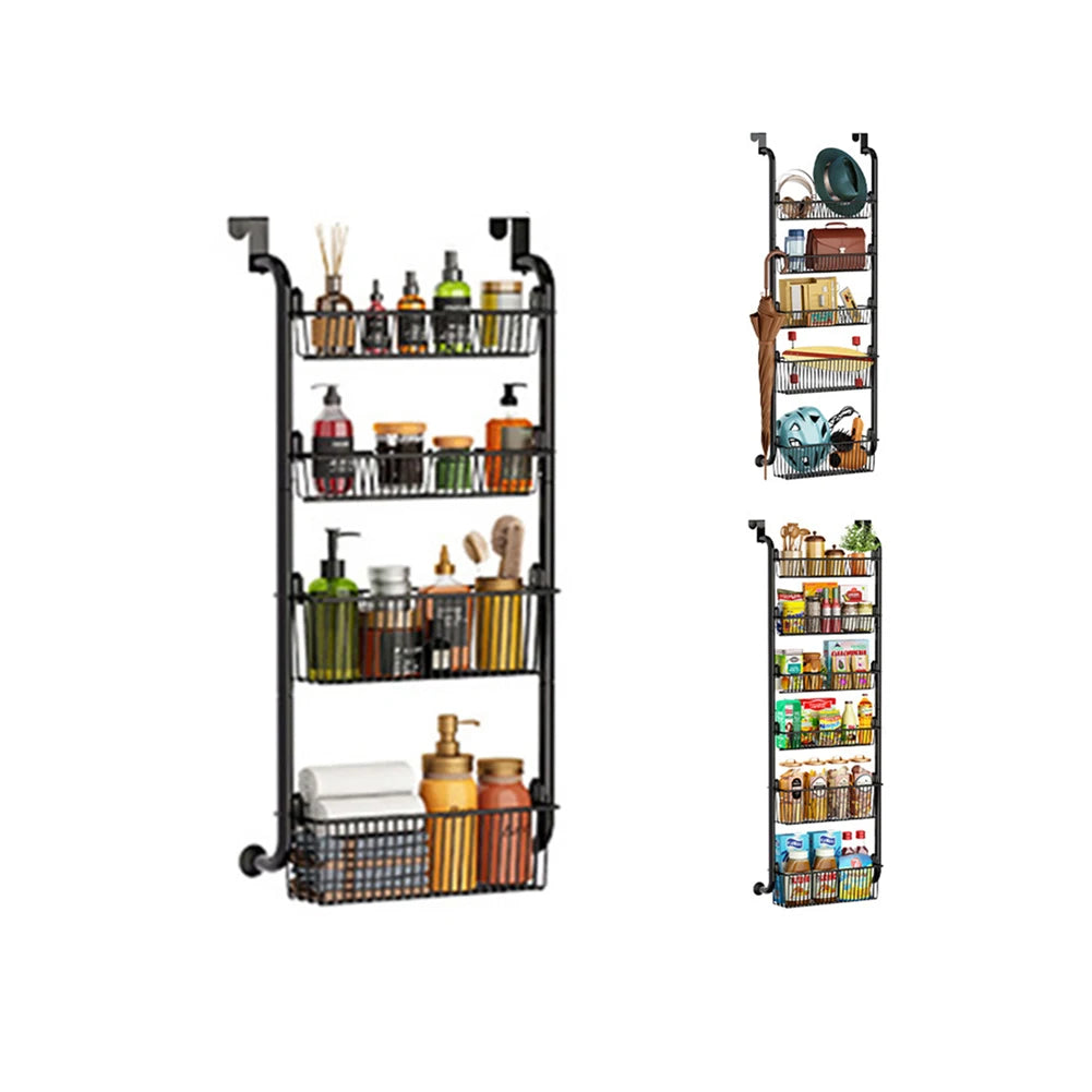 Over The Door Storage Organizer Metal Hanging Shelf With Adjustable Basket For Bedroom And Kitchen Space Saving Door Organizer 6 Tier