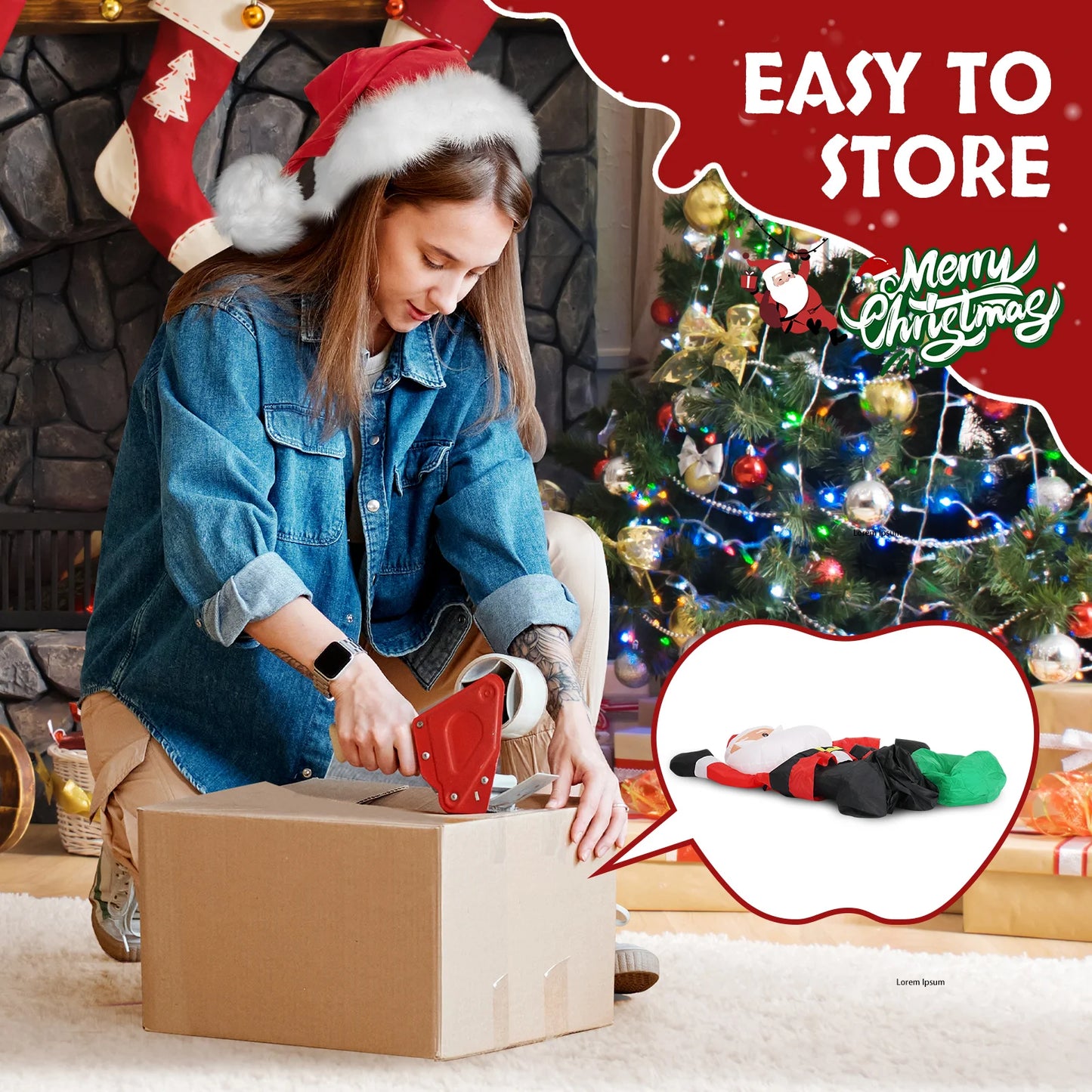6 FT Lighted Christmas Inflatable Santa Claus Decoration with Large Gift Bag Funny Blow Up Yard Decor