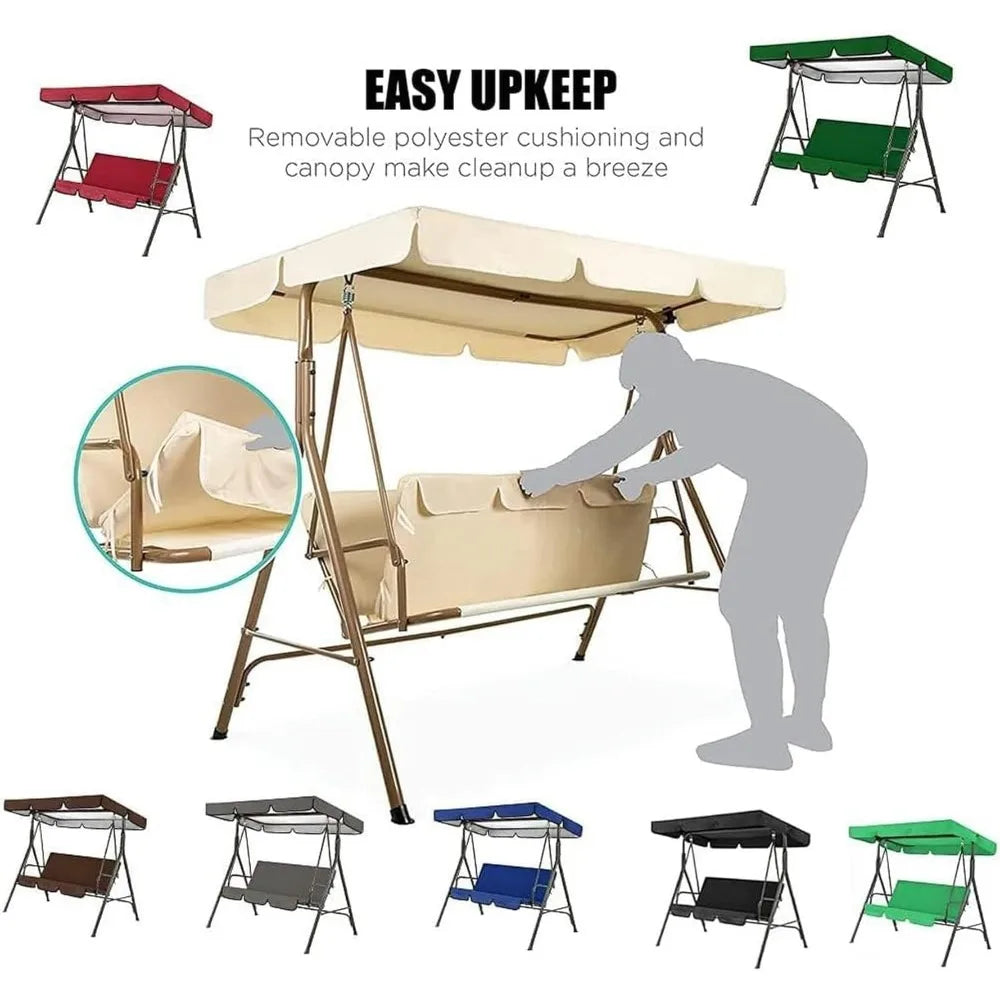 Outdoor Swing Canopy Replacement Cover Set with Cushion Covers for Patio Swing Weather Resistant UV Protection Easy Installation