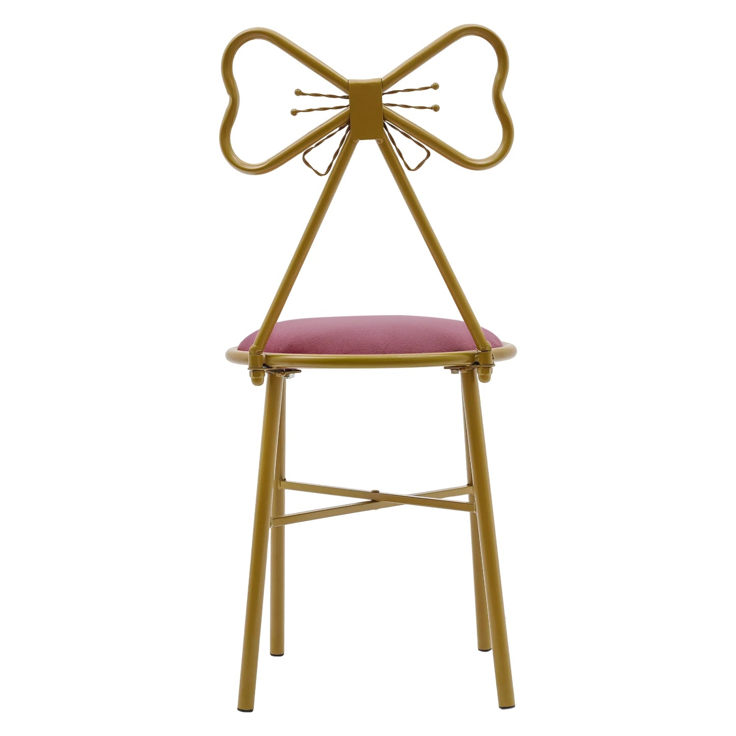 Deep Pink Butterfly Backrest Chair Butterfly Shaped Vanity Chair Metal Backrest Chair for Dresser Living Room Bedroom