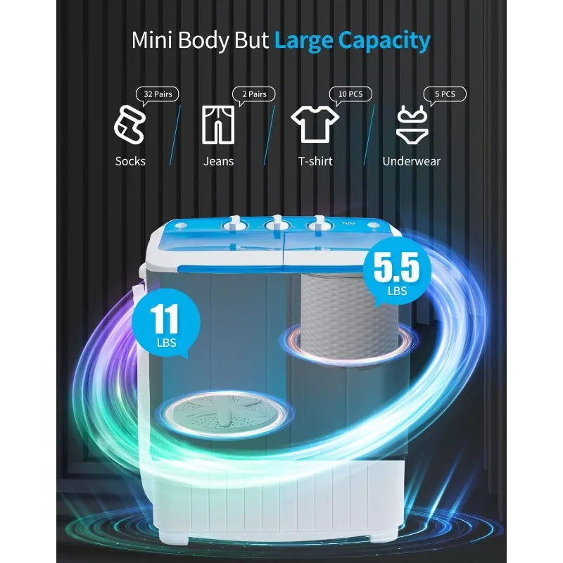 XMSJH Portable Twin Tub Washing Machine 16.5 Lbs Capacity