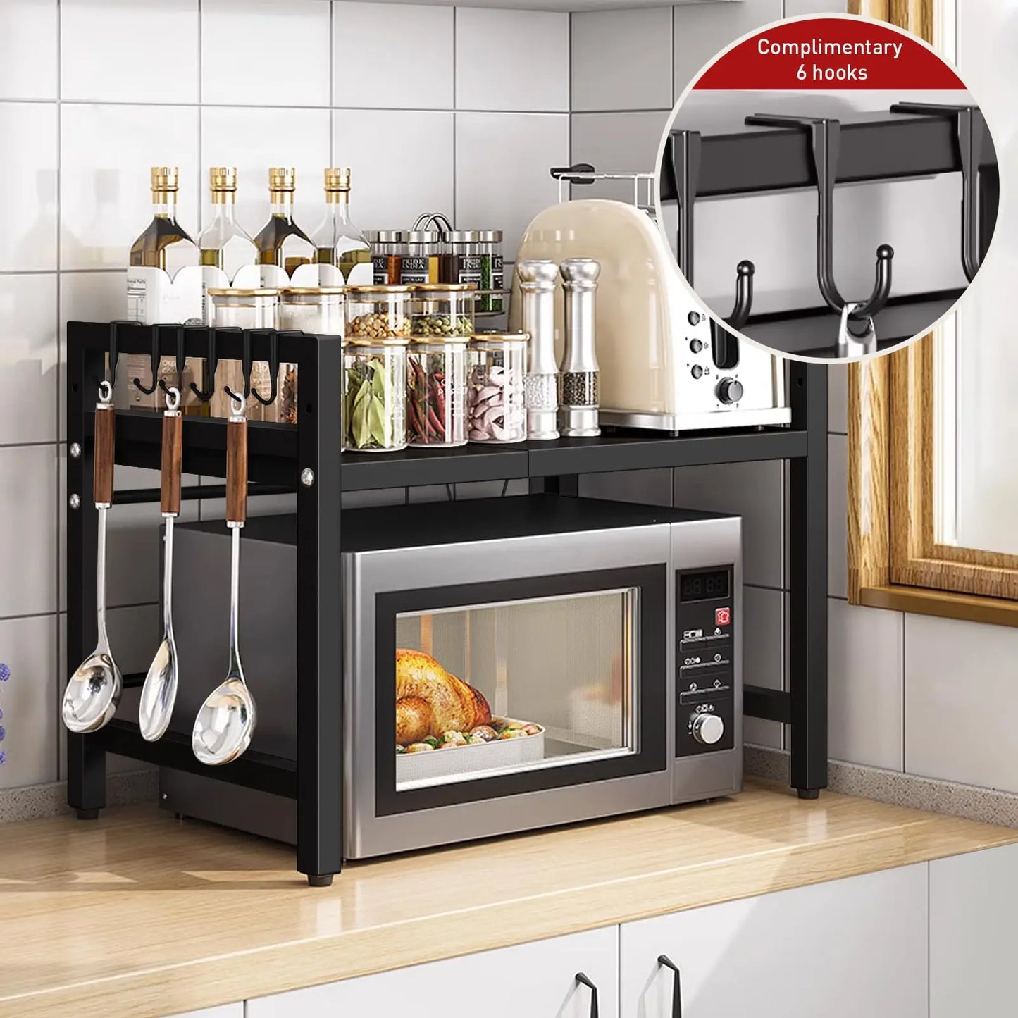 Expandable Microwave Shelf Organizer 42 64cm Moistureproof