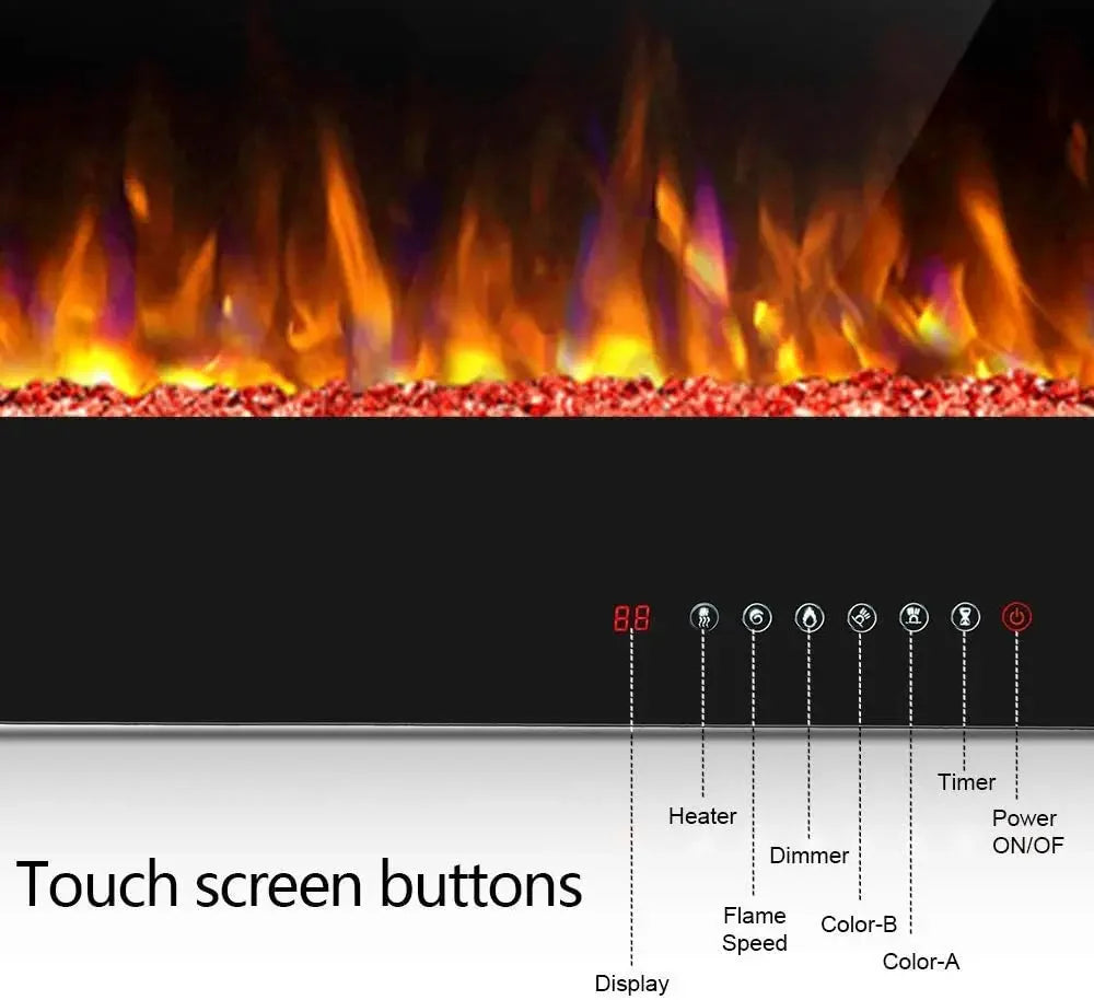 36 Inch Electric Fireplace In Wall Recessed And Wall Mounted Fireplace Heater With Multicolor Flame