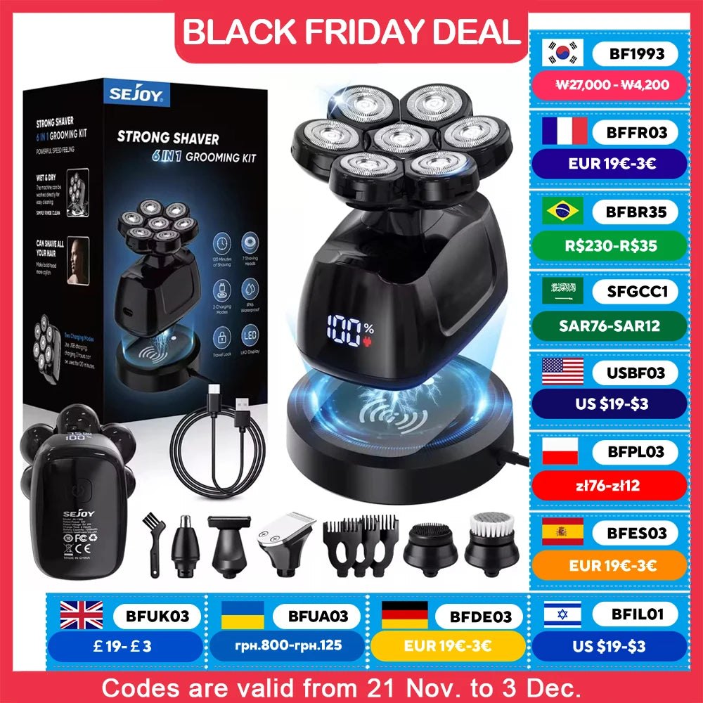 Sejoy 6 In 1 Shaver With Nose Hair Trimmer Waterproof