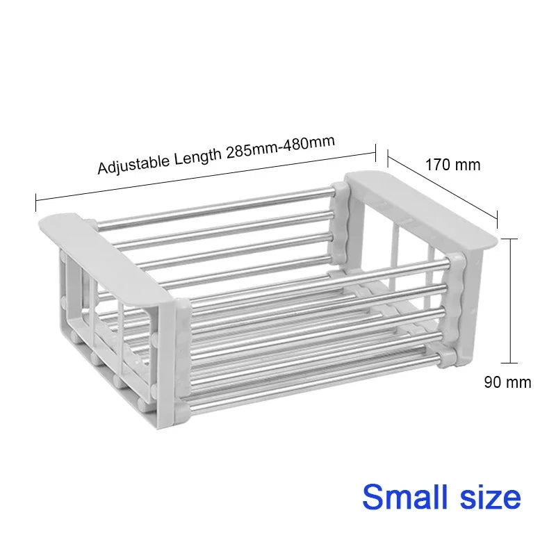 Kitchen Stainless Steel Sink Drain Rack 304 Dish Drying Rack Storage Organizer Black Small