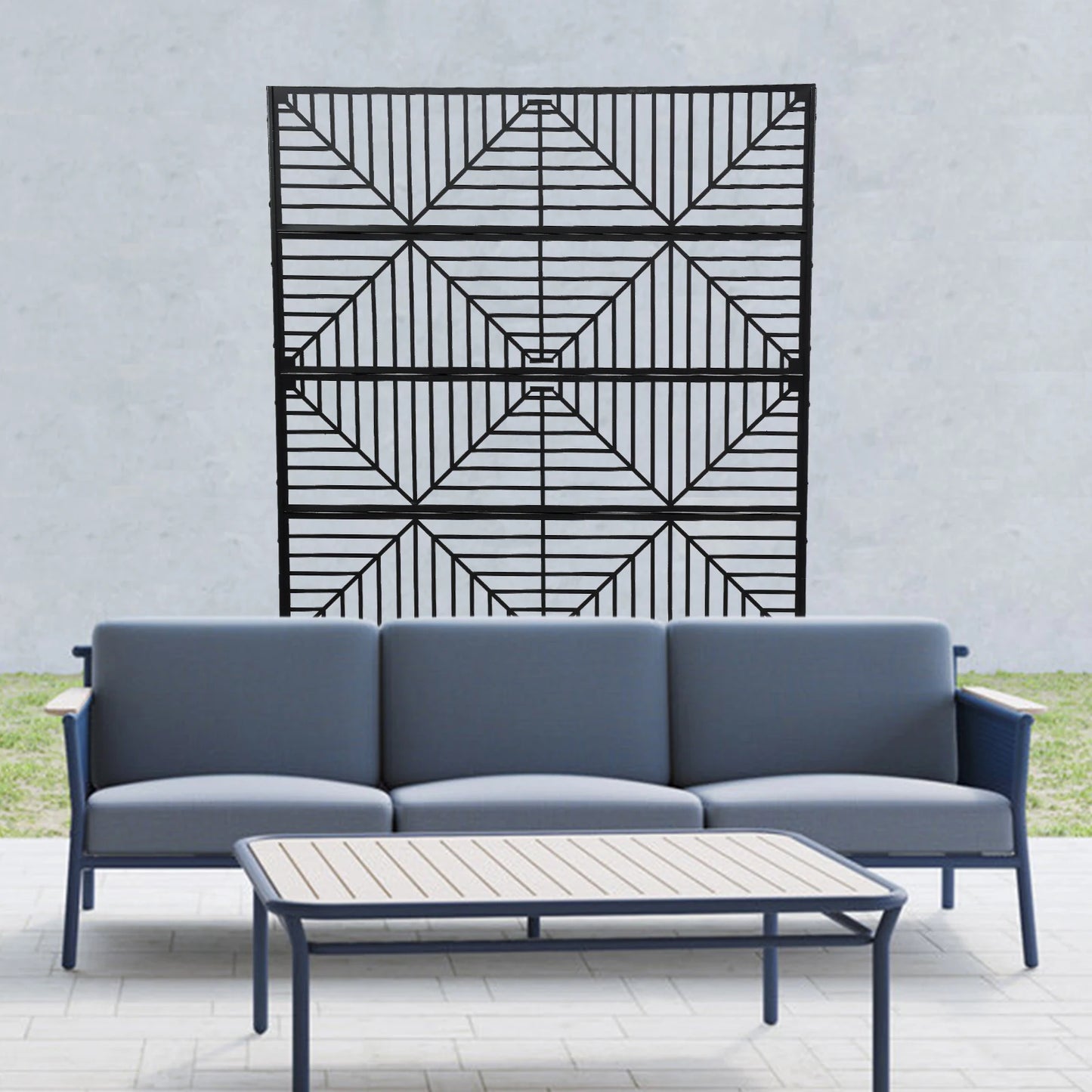 Outdoor Privacy Screens and Panels for Patio Metal Privacy Fence Screen Freestanding Decorative Room Divider Hollow Stripes