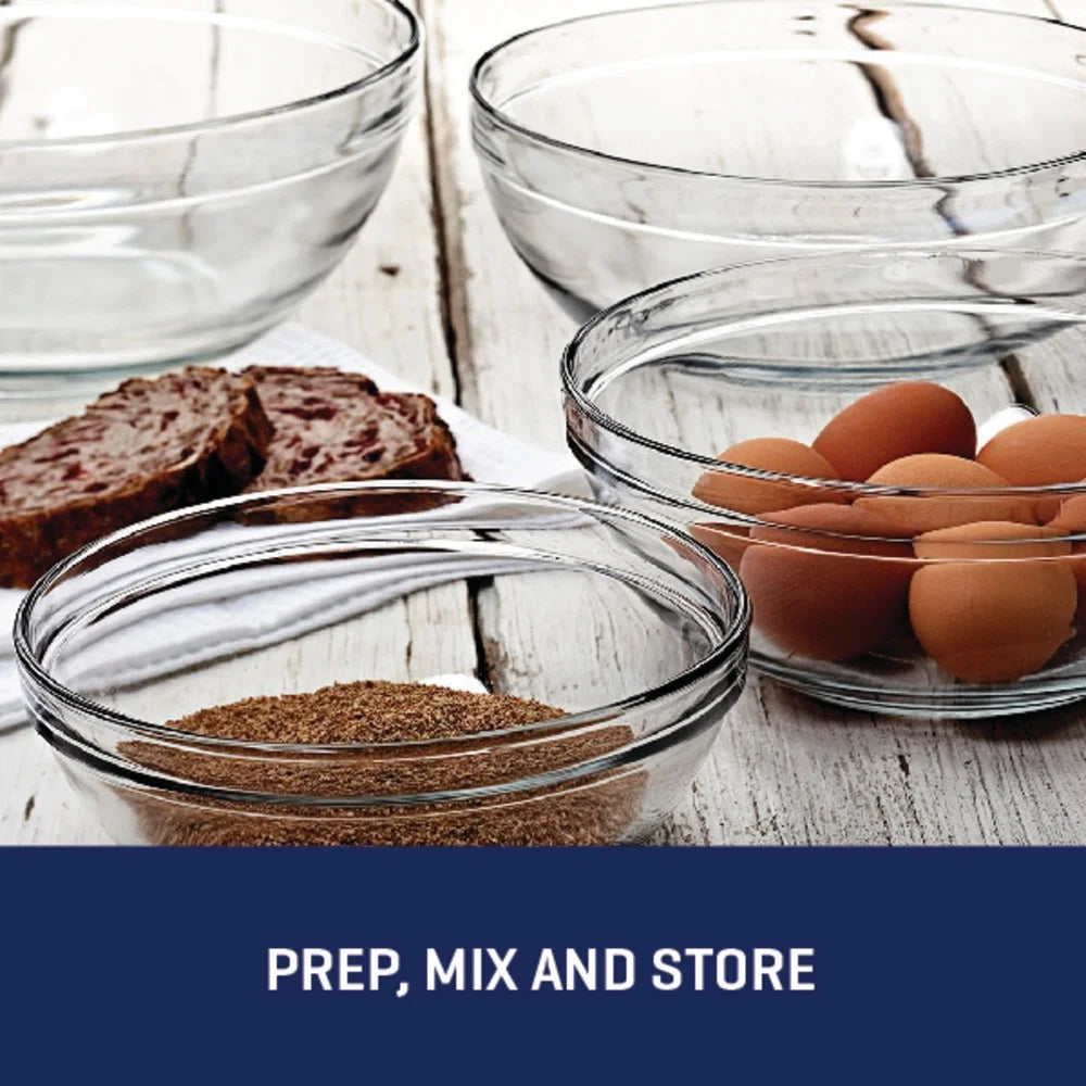 10 Piece Glass Mixing Bowl Set Oven Dishwasher Microwave Safe Nesting Design Prep Measure Mix Serve Kitchen Essentials