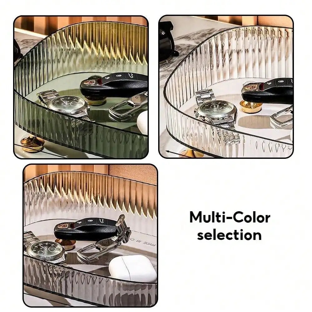 Durable Makeup Storage Tray Large Capacity Desktop Cosmetic Organizer Transparent Vanity Desk Accessories