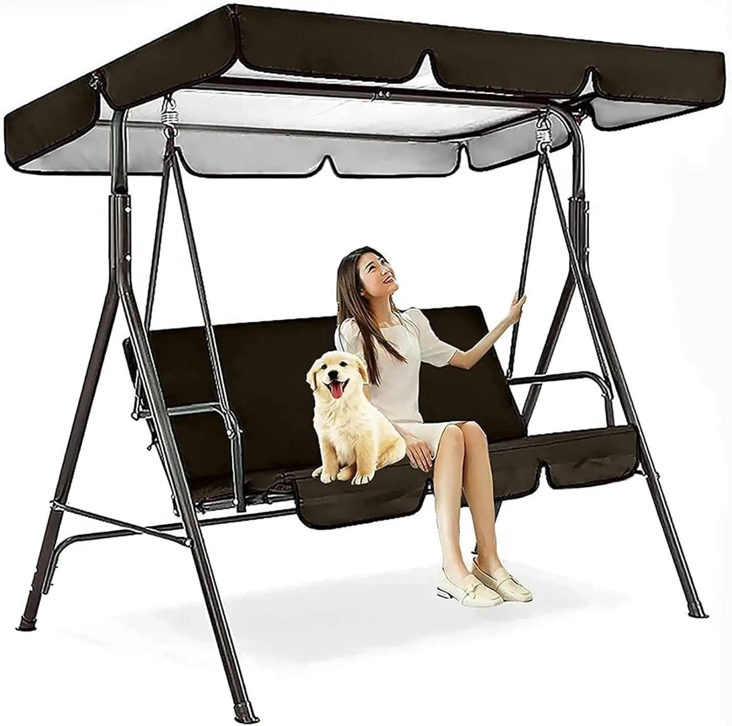 Outdoor Swing Canopy Replacement Cover Set with Cushion Covers for Patio Swing Weather Resistant UV Protection Easy Installation