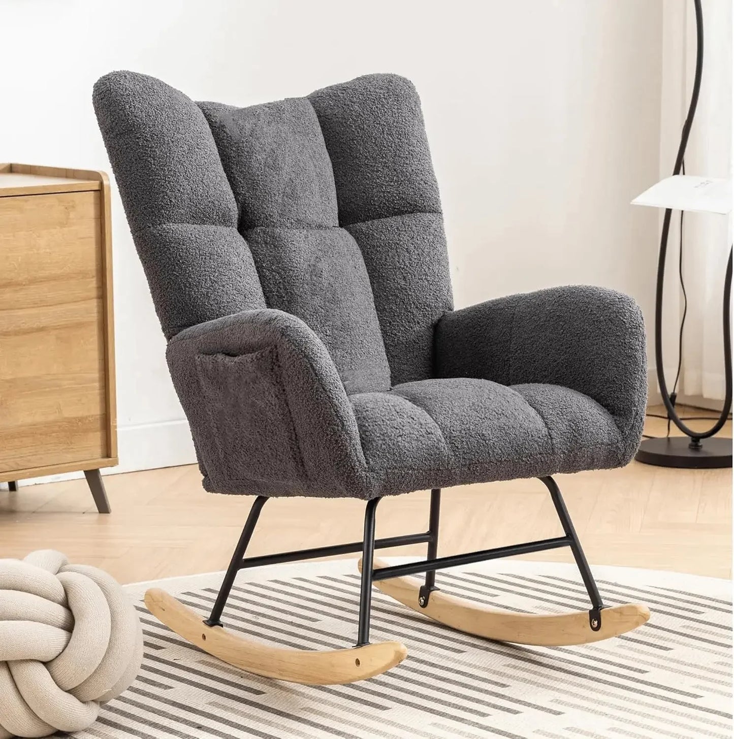 Nursery Teddy Upholstered Glider Rocker Chair High Back