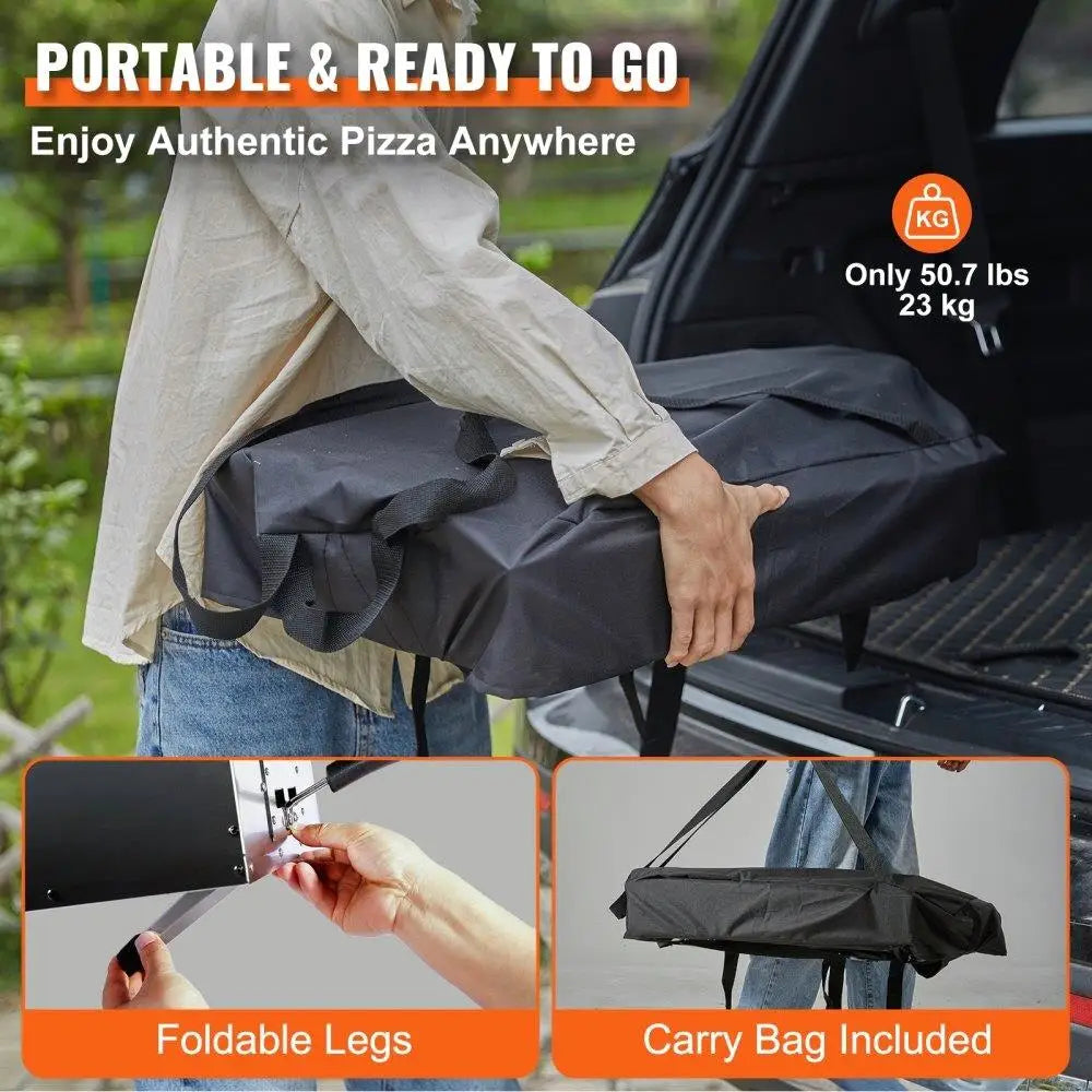 Outdoor 16 Inch Gas Pizza Oven Portable Stainless Steel 360 Rotating Stone Waterproof Cover Peel IR Thermometer Gas CSA