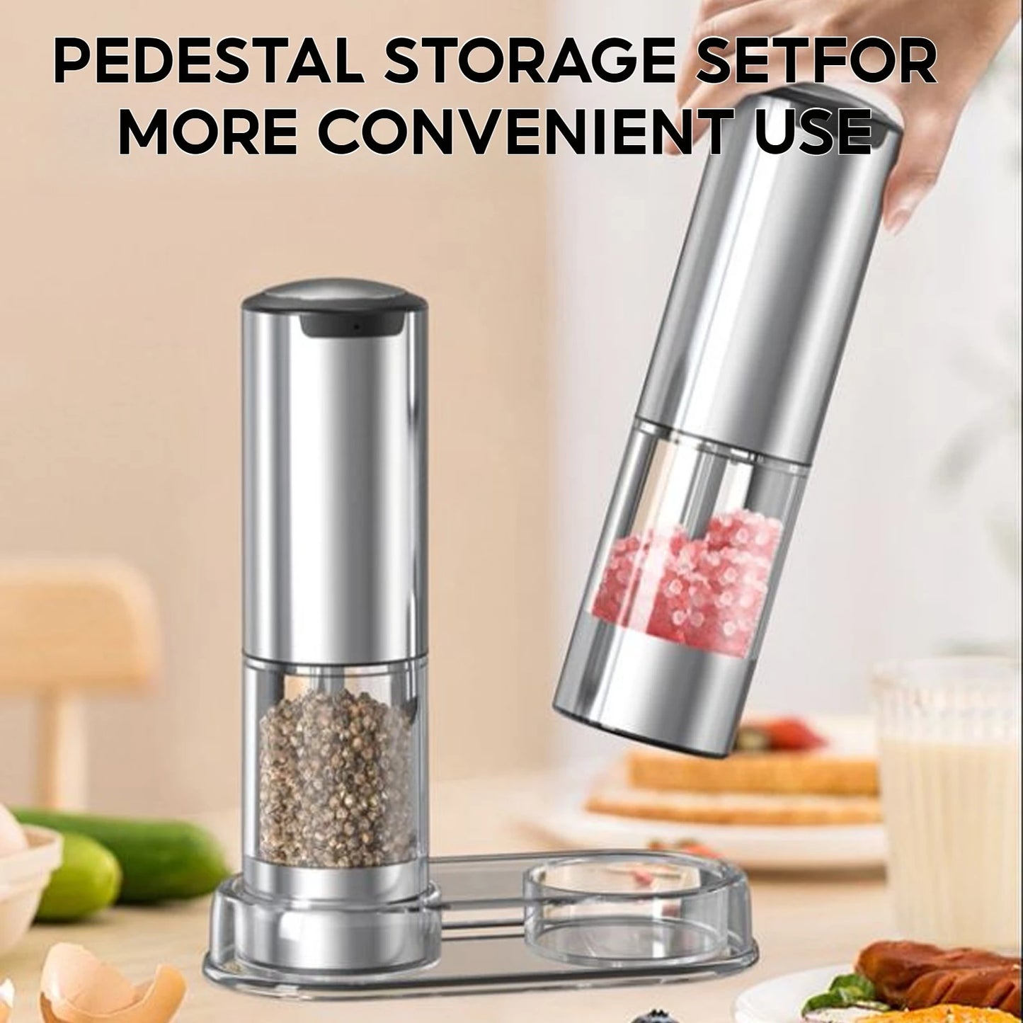 Electric Salt and Pepper Grinder Set 2 Pack Rechargeable
