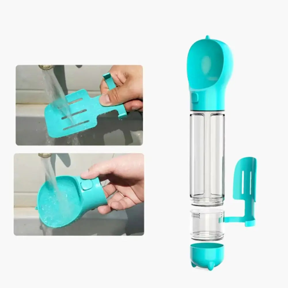 300 500ml Pet Water Food Dispenser 3 in 1 with Trash Bag Box and Shovel Leak Proof Dog Water Bottle Dog Food Feeder Cat Yellow