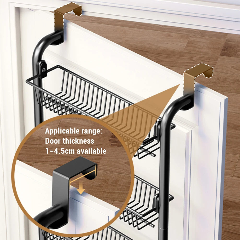 Over The Door Storage Organizer Metal Hanging Shelf With Adjustable Basket For Bedroom And Kitchen Space Saving Door Organizer 6 Tier