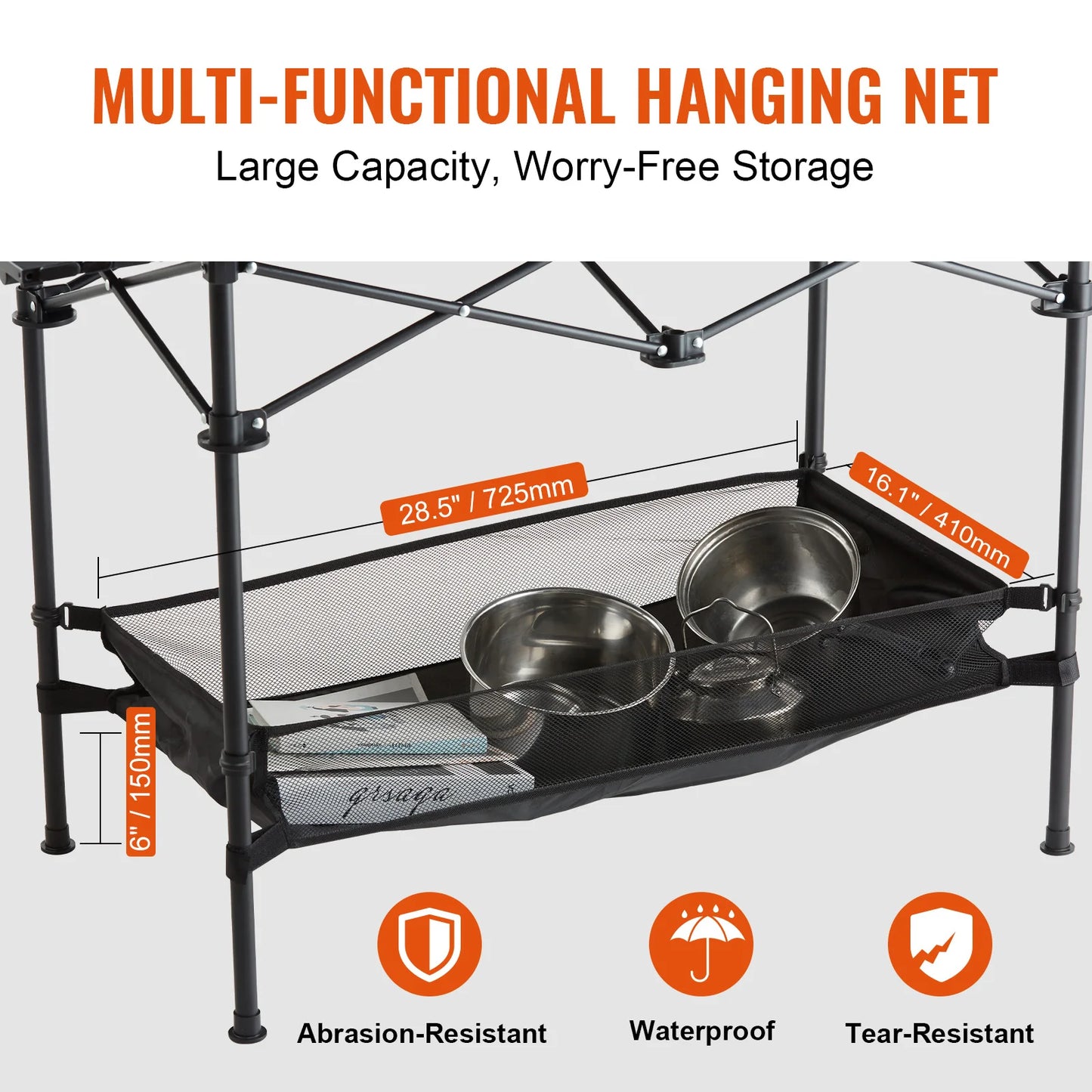 VEVOR 220lbs Outdoor Camping Folding Table with Black Storage Bag Aluminum Alloy BBQ Desk