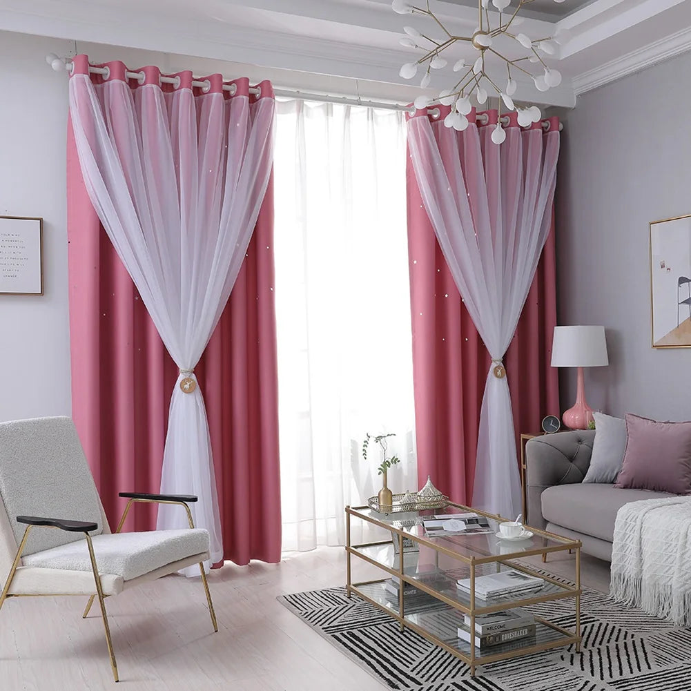 Hollow Star Curtain With Cutout Drape Room Darkening 40x84