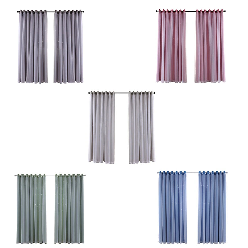 Hollow Star Curtain With Cutout Drape Room Darkening 40x84