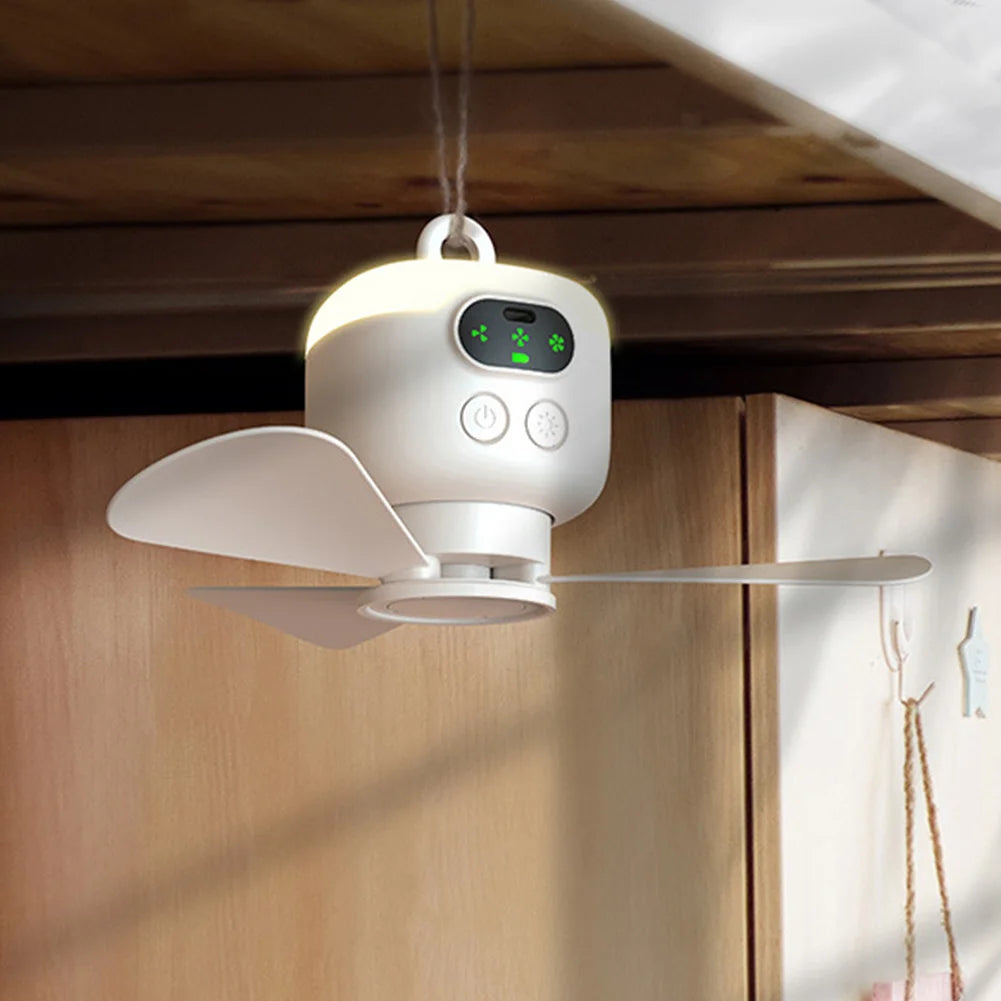 Portable Wireless Ceiling Fan Light Rechargeable Camping Fan with Remote Control for Outdoor Use