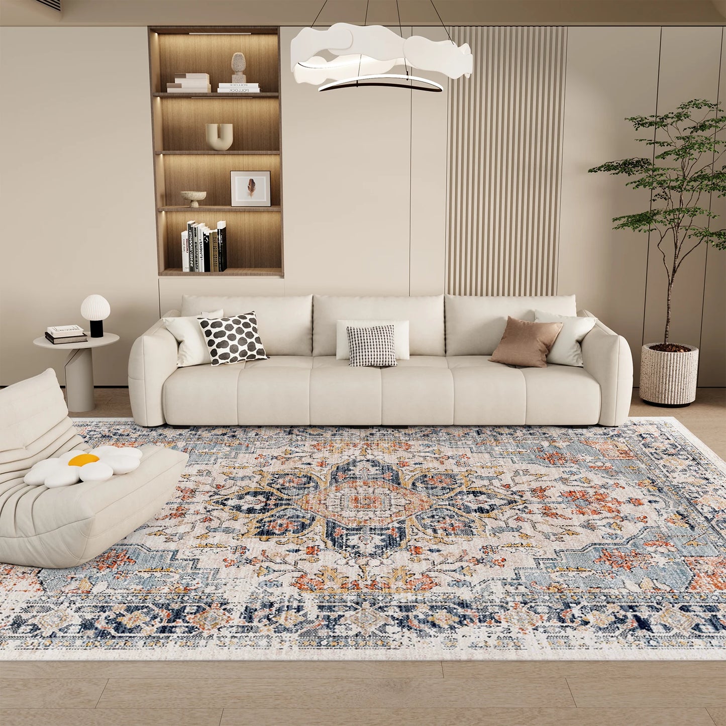 Orhopui Vintage Boho Washable Non Slip Area Rug Living Room