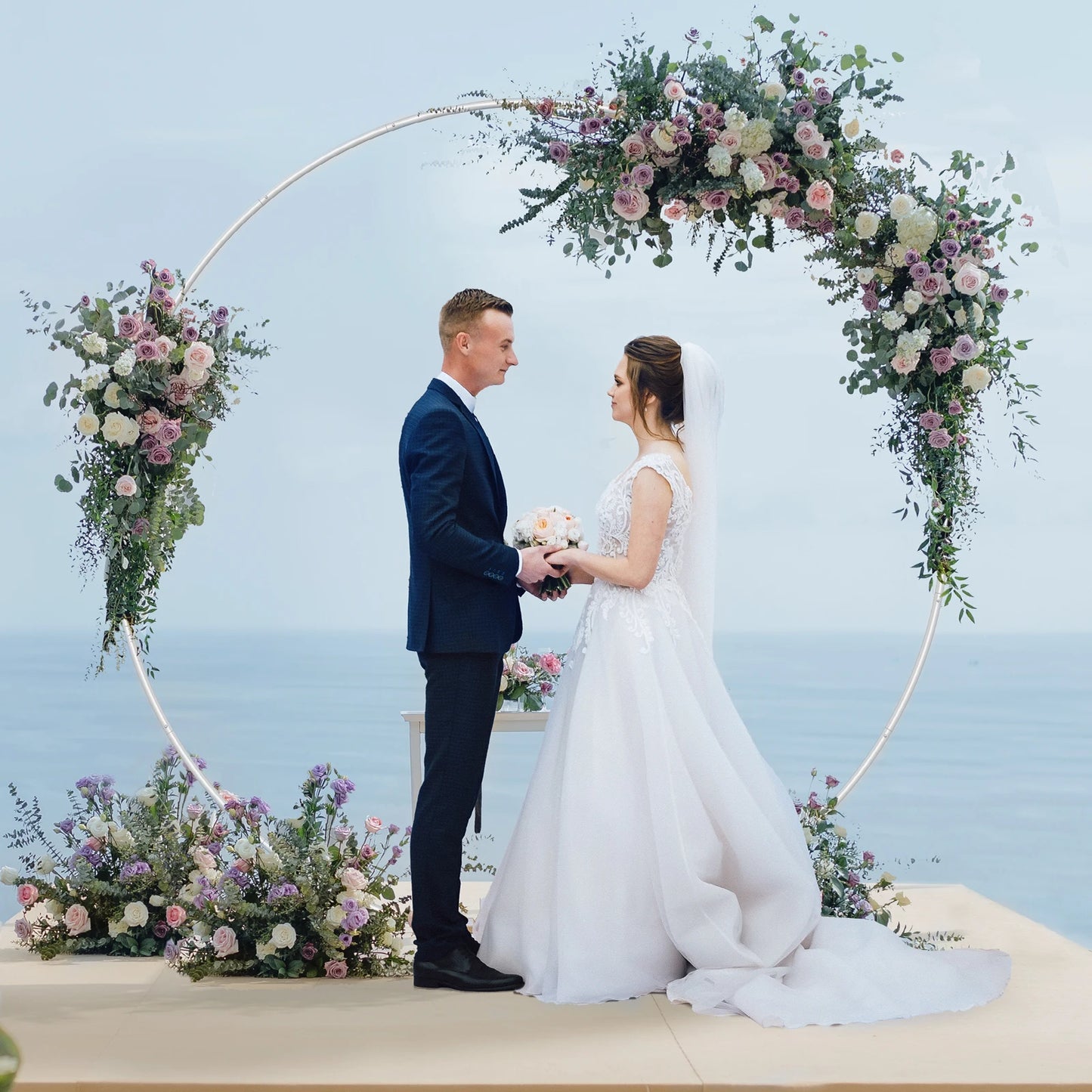 Metal Circle Stand Wedding Arch Round Balloon Arch Flower Background Arch DIY Frame Birthday Party Baby Shower Decoration White