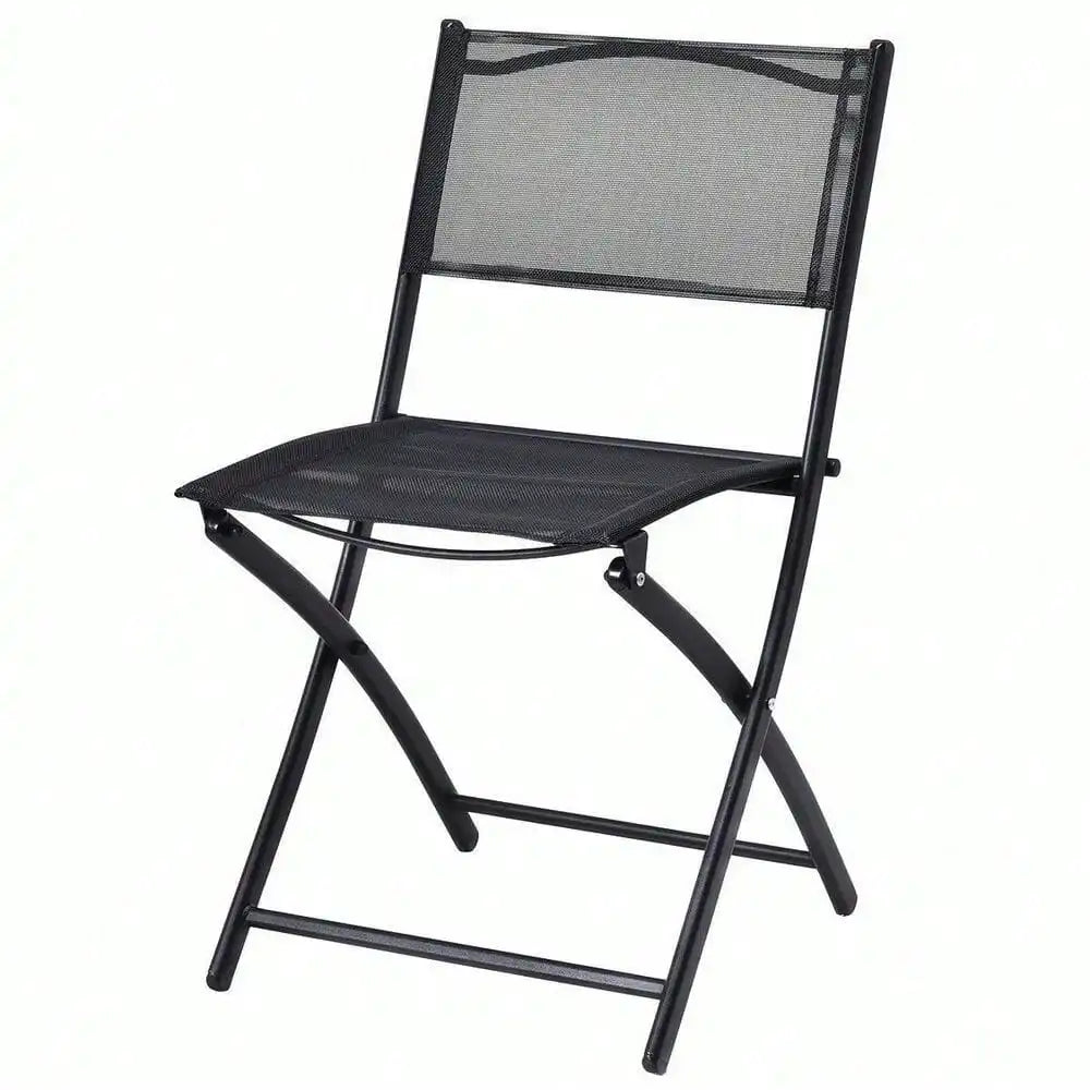 Bistro Set Garden Backyard Table Folding Chairs Outdoor Patio Furniture Black