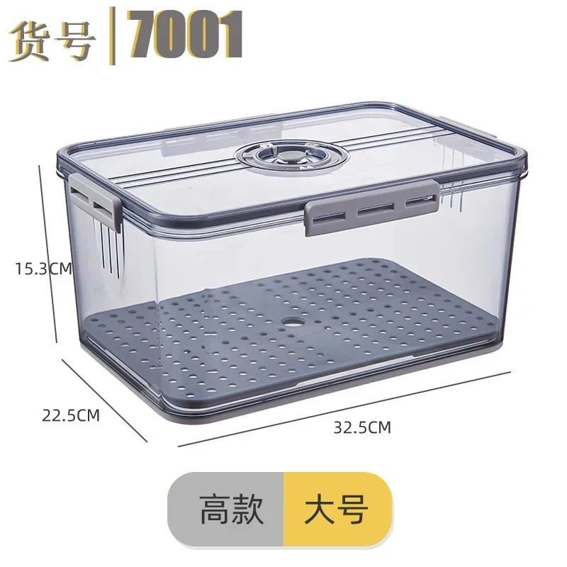 Kitchen Storage Food Organizer Container Seal Stable Cans for Fridge High Capacity Fresh Eggs Vegetable Fruit Storage Box Gray