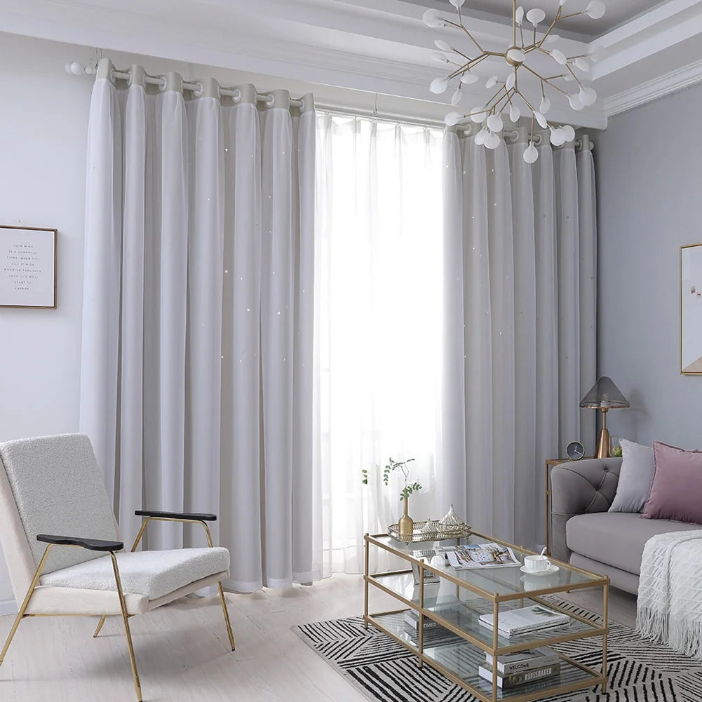 Hollow Star Curtain With Cutout Drape Room Darkening 40x84