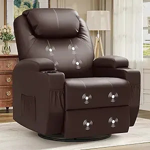 Power Lift Recliner Chair with Massage for Elderly PU Leather Modern Reclining Sofa Chair with Cup Holders and Remote Control
