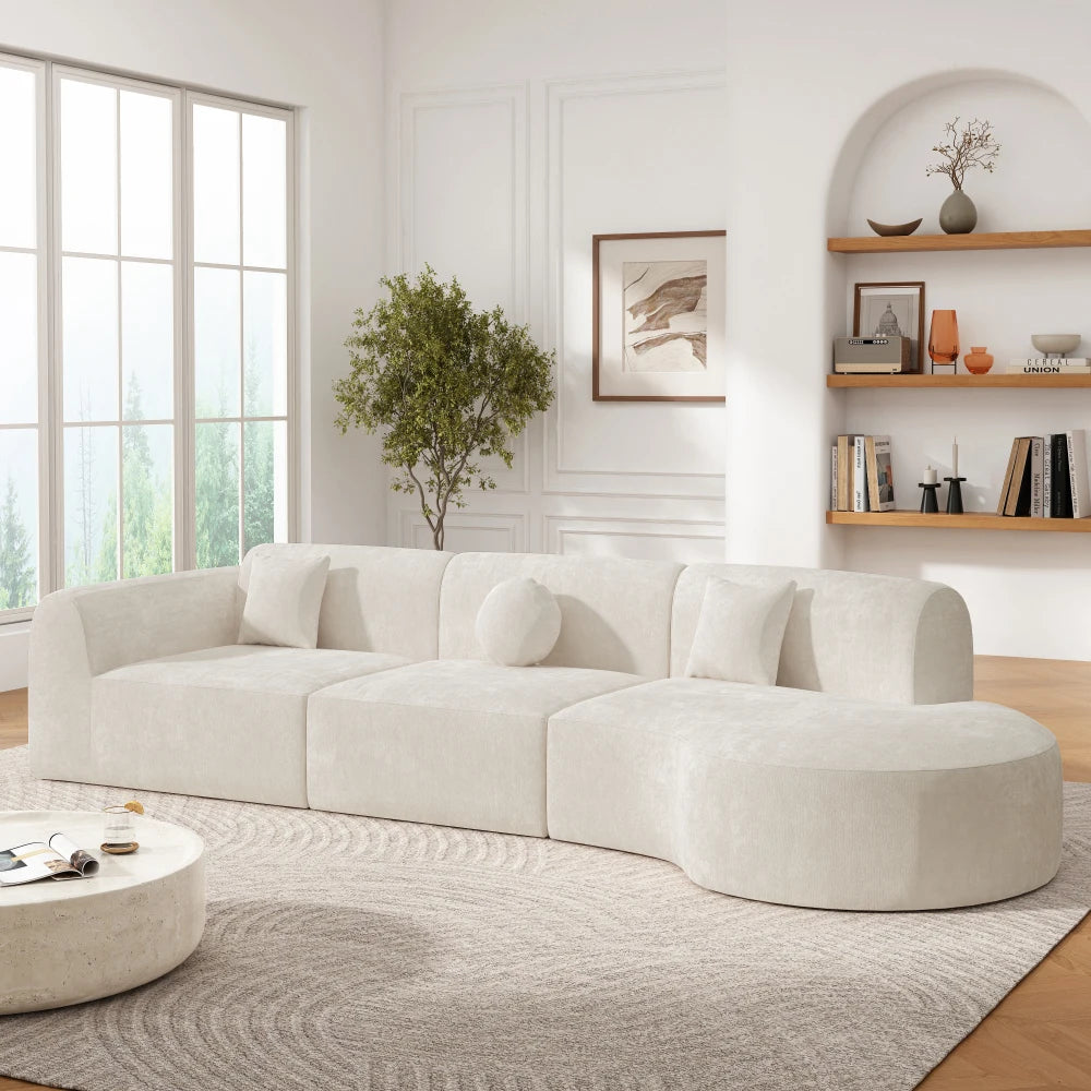 Elegant Green 140 Inch Curved Sectional Sofa 6 Seater