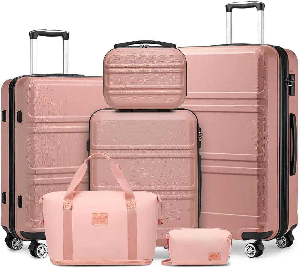 Kono 6 Piece Luggage Set ABS 20 24 28 Inches TSA Lock
