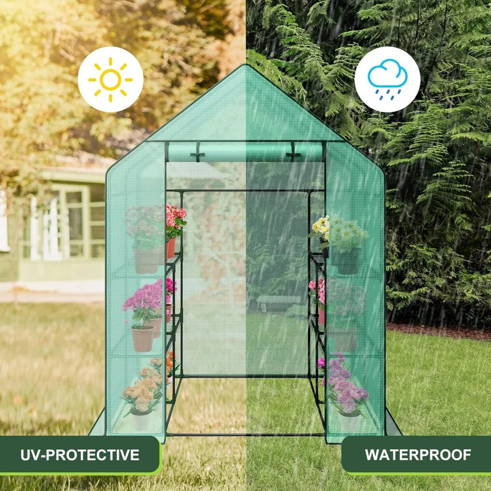 Portable PE Cover Greenhouse With Anchors And Ropes 3 Tier