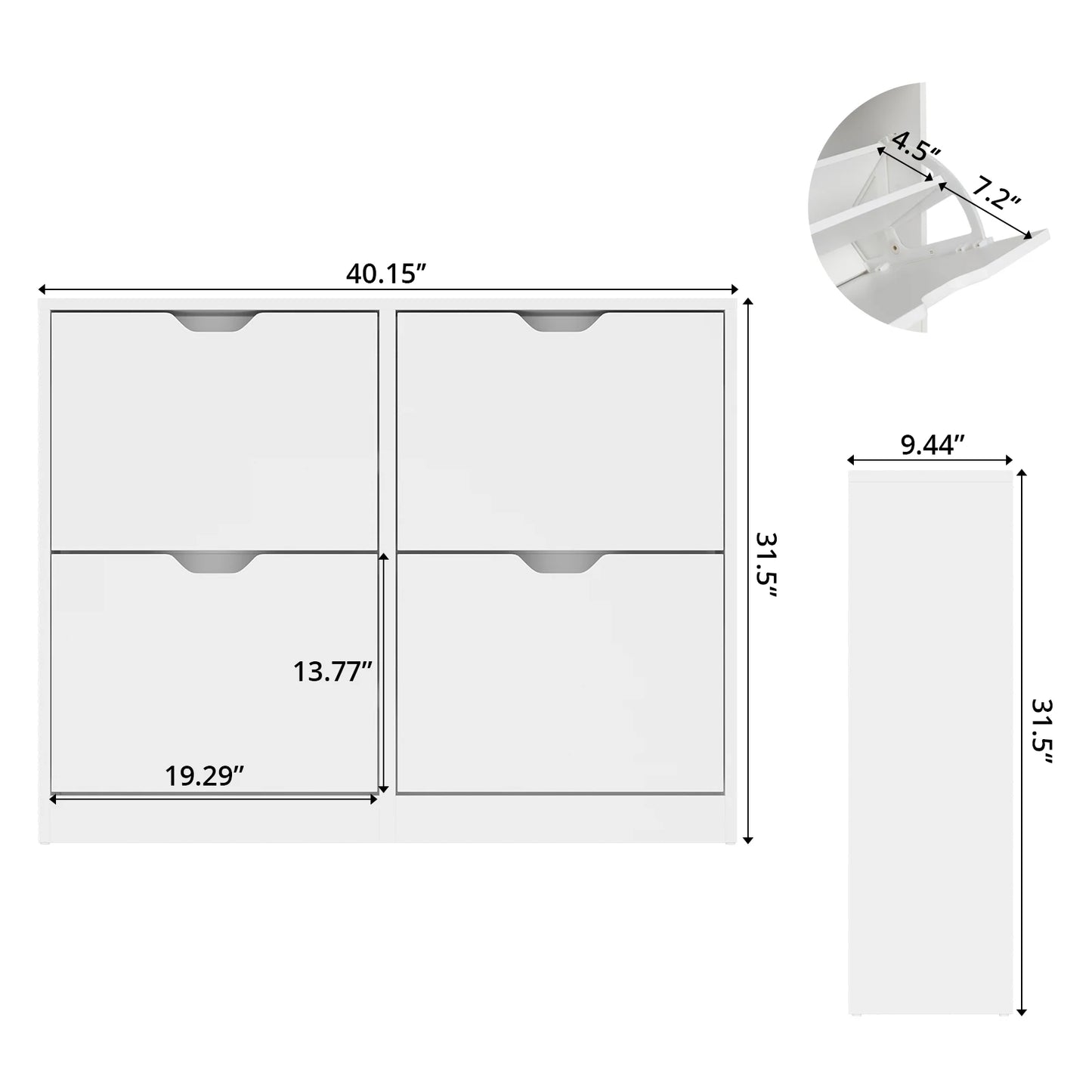 VOWNER Shoe Storage Cabinet with 4 Flip Drawers Freestanding Shoe Cabinet for Home Furniture