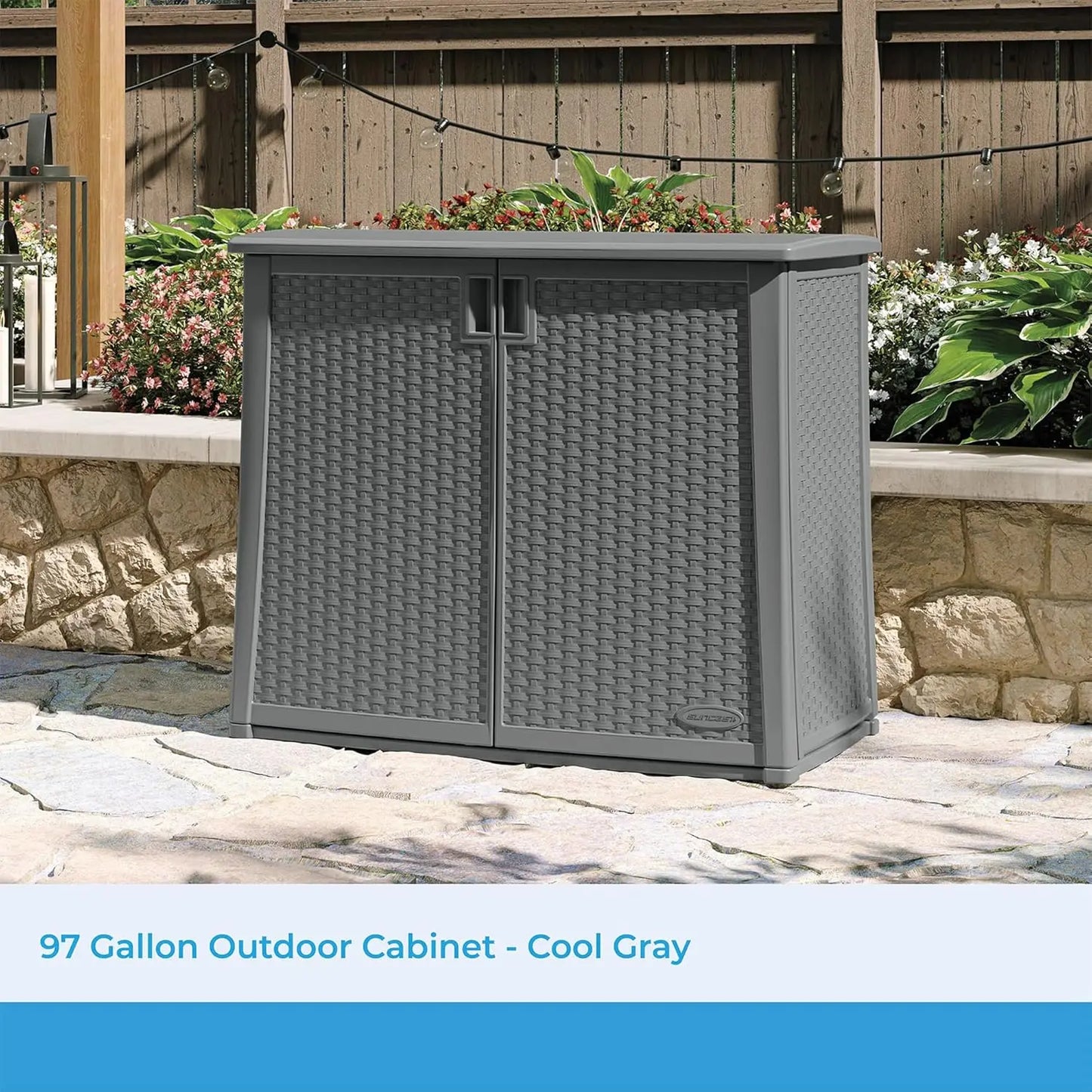 Lockable Outdoor Cabinet Storage for Patio Garden and Backyard 97 Gallon Cool Gray