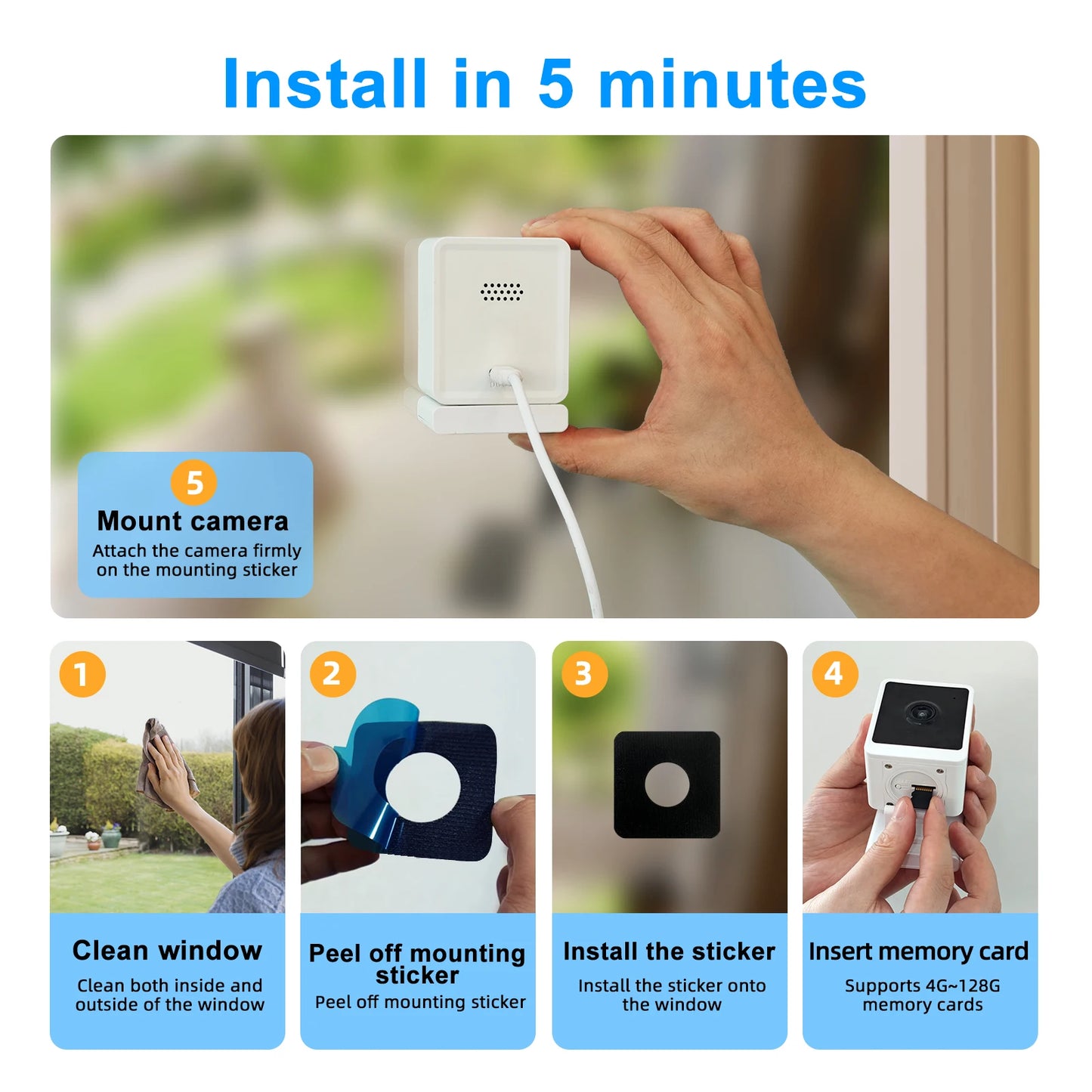 Indoor Security Camera 1080p WiFi 2.4GHz 110 Degree Wide