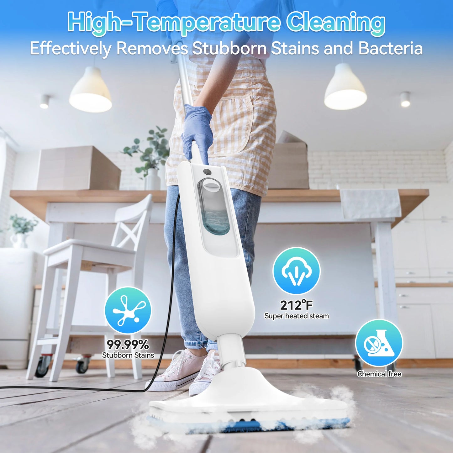 Powerful Steam Mop High Temperature Cleaning Detachable Handheld Steam Cleaner 360ml Fast Heating for Home Carpet and Hard Floor F2